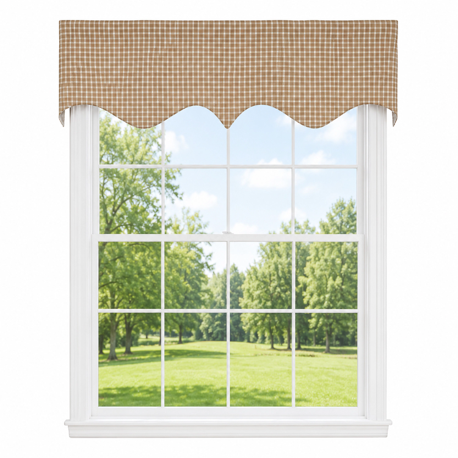 RLF Home Texture Check Regal Window Valance 100% Cotton Lined Rod Pocket 50" x 17" Cream