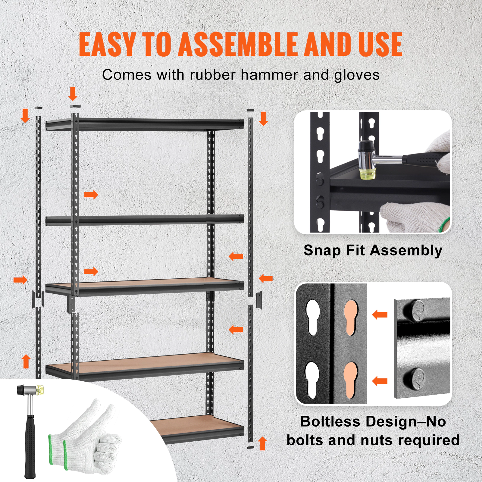 HONGGE Heavy Duty Garage Storage Shelves, 5-Tier Adjustable Rack, 2000 lb Capacity, 48 x 24 x 72 Inch, Black