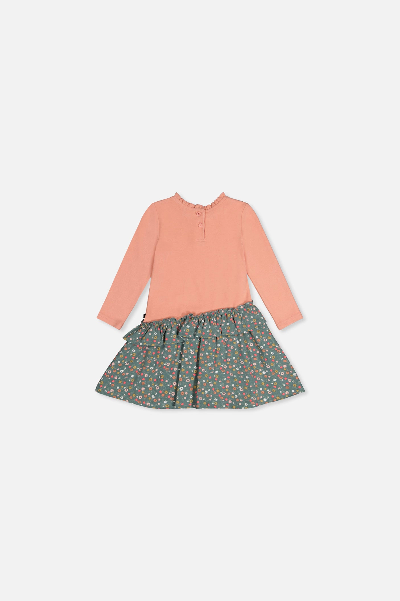 Deux par Deux Girls Floral Print Bi-Material Dress