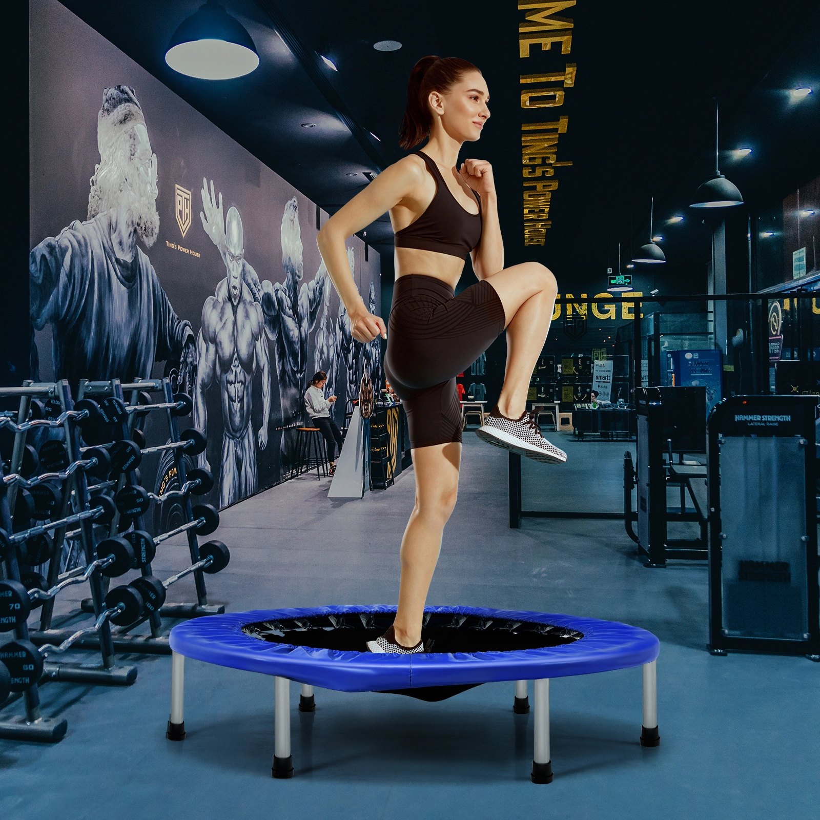 LJG 38 Inch Mini Folding Trampoline Portable Leisure Fitness Backboard