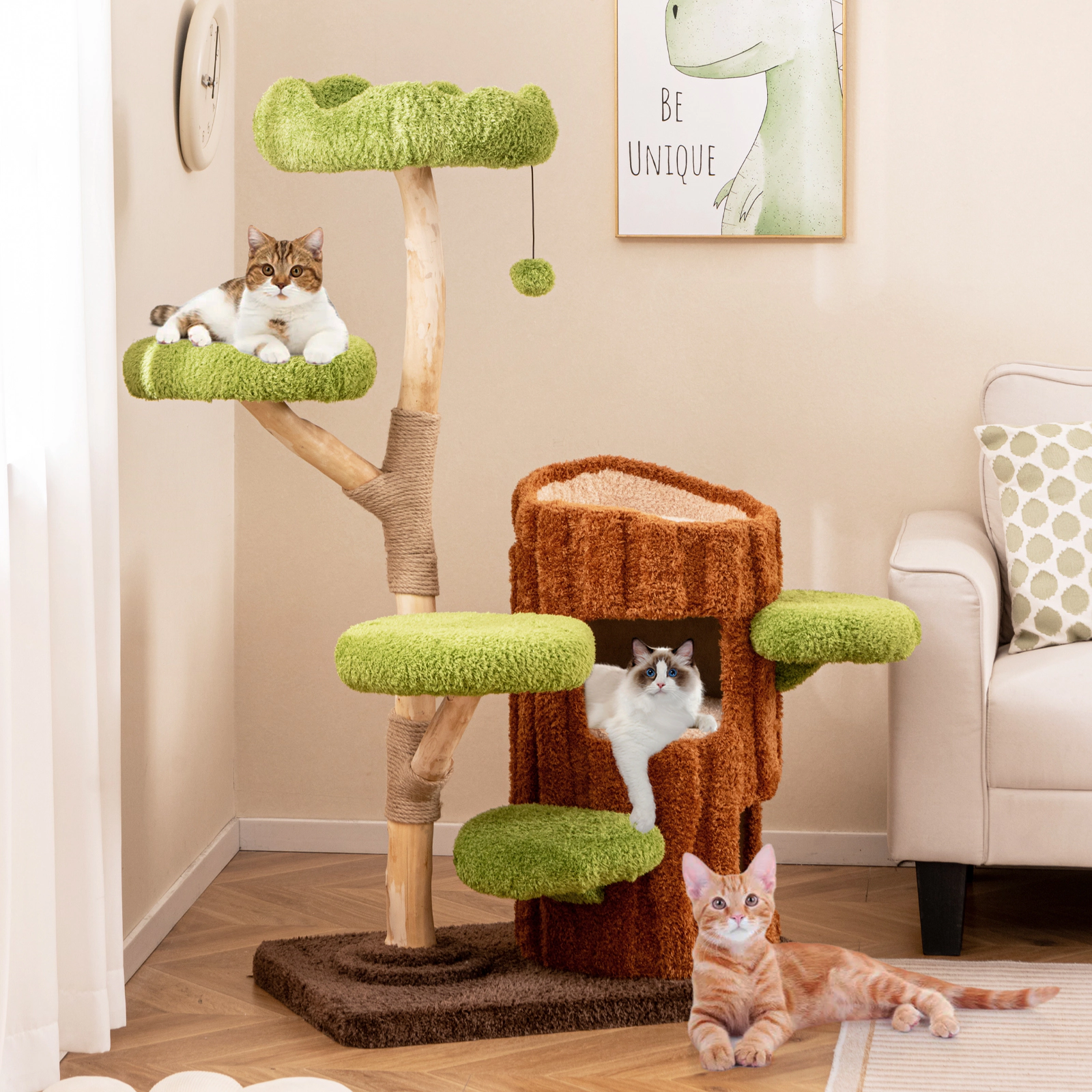 SlickBlue Large Cat Tree Tower with Scratching Posts and Cat Houses