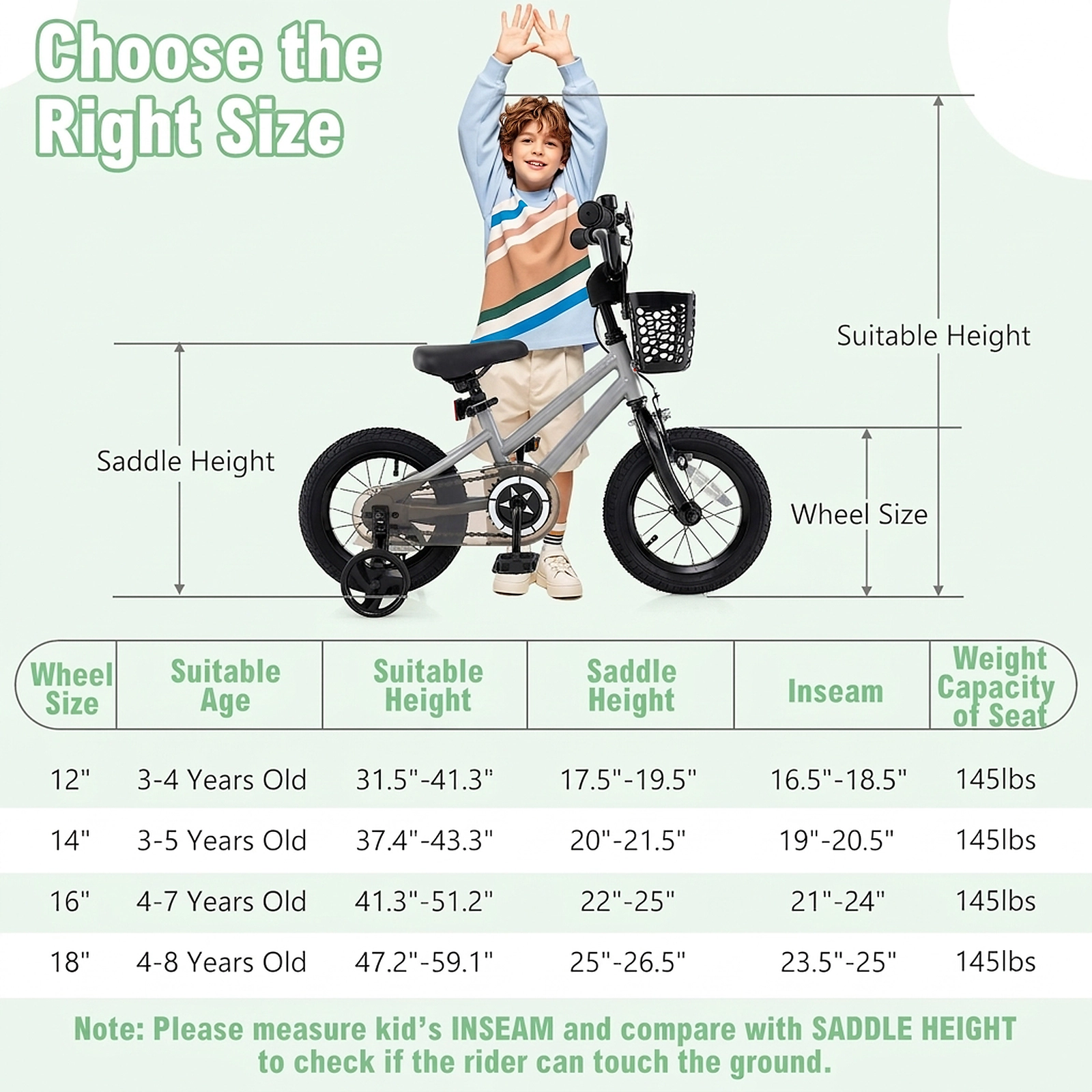 SUGIFT Silver Training Wheels Transparent Chain Cover and Front Basket Kids 12 Inch Bike