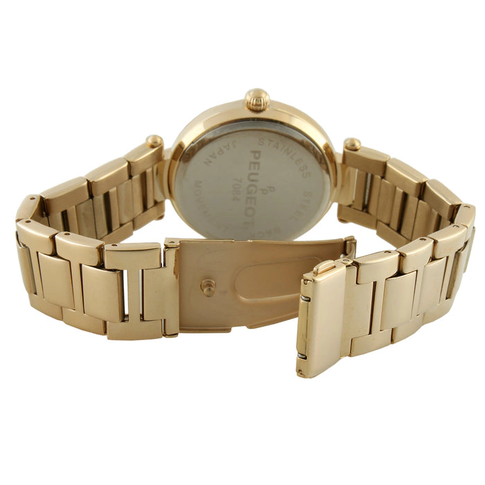 Peugeot Women 38mm Gold Plated Bracelet Watch With Crystal Bezel