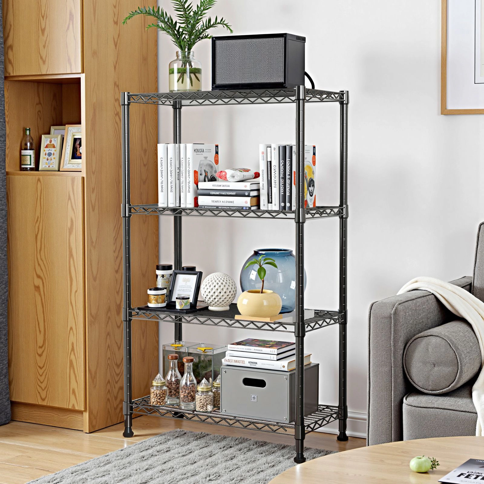 Flynama 4 Tier Heavy Duty Steel Wire Shelving 1000 lbs Utility Organizer Rack for Home Kitchen and Office in Chrome