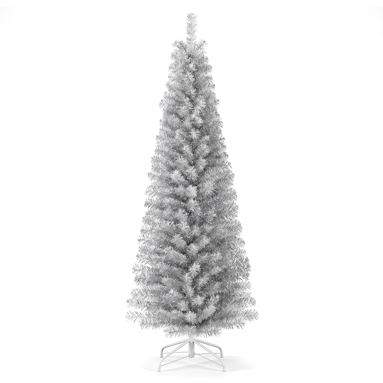 Costway 6 FT Artificial Christmas Tree Unlit Xmas Pencil Tree with 520 Branch Tips