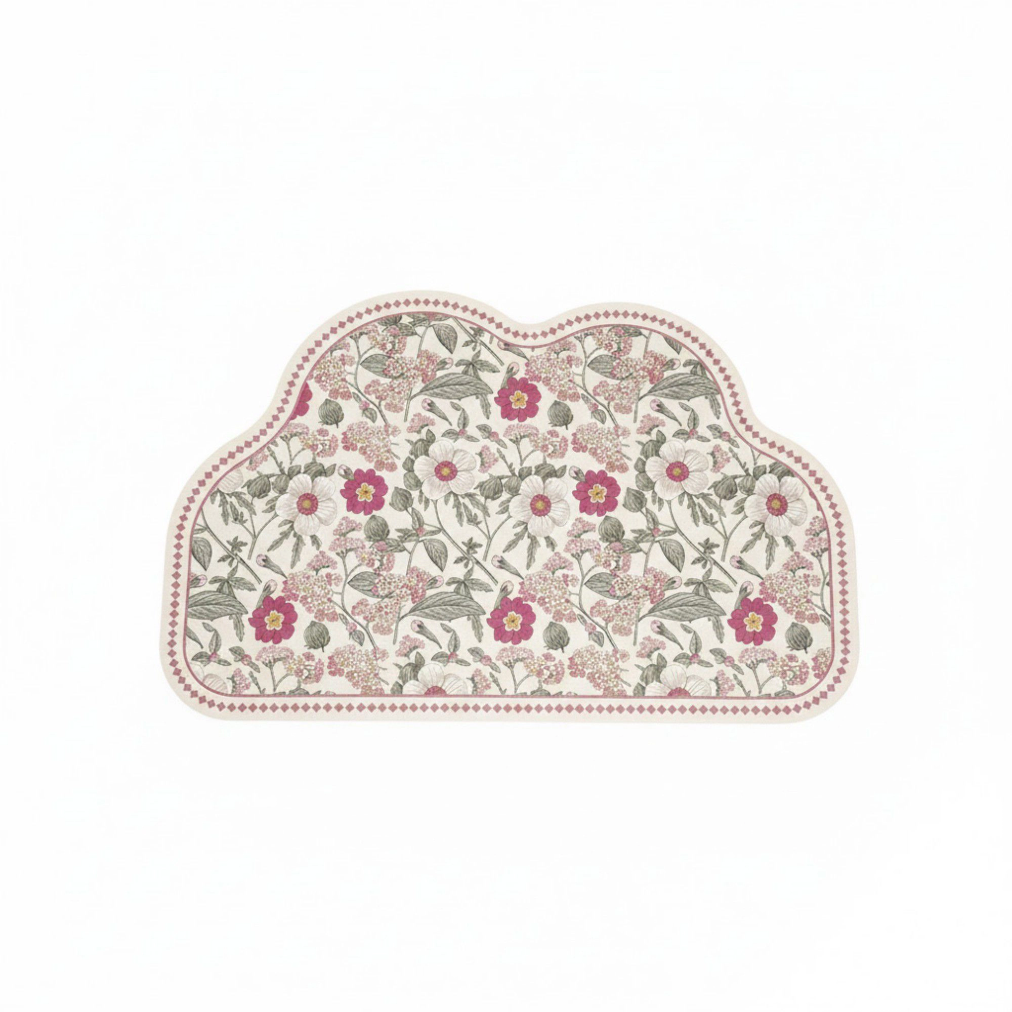 Alilang Unisex Floral Vine Pattern Scalloped Bathroom Floor Mat Soft Absorbent with Non Slip Backing