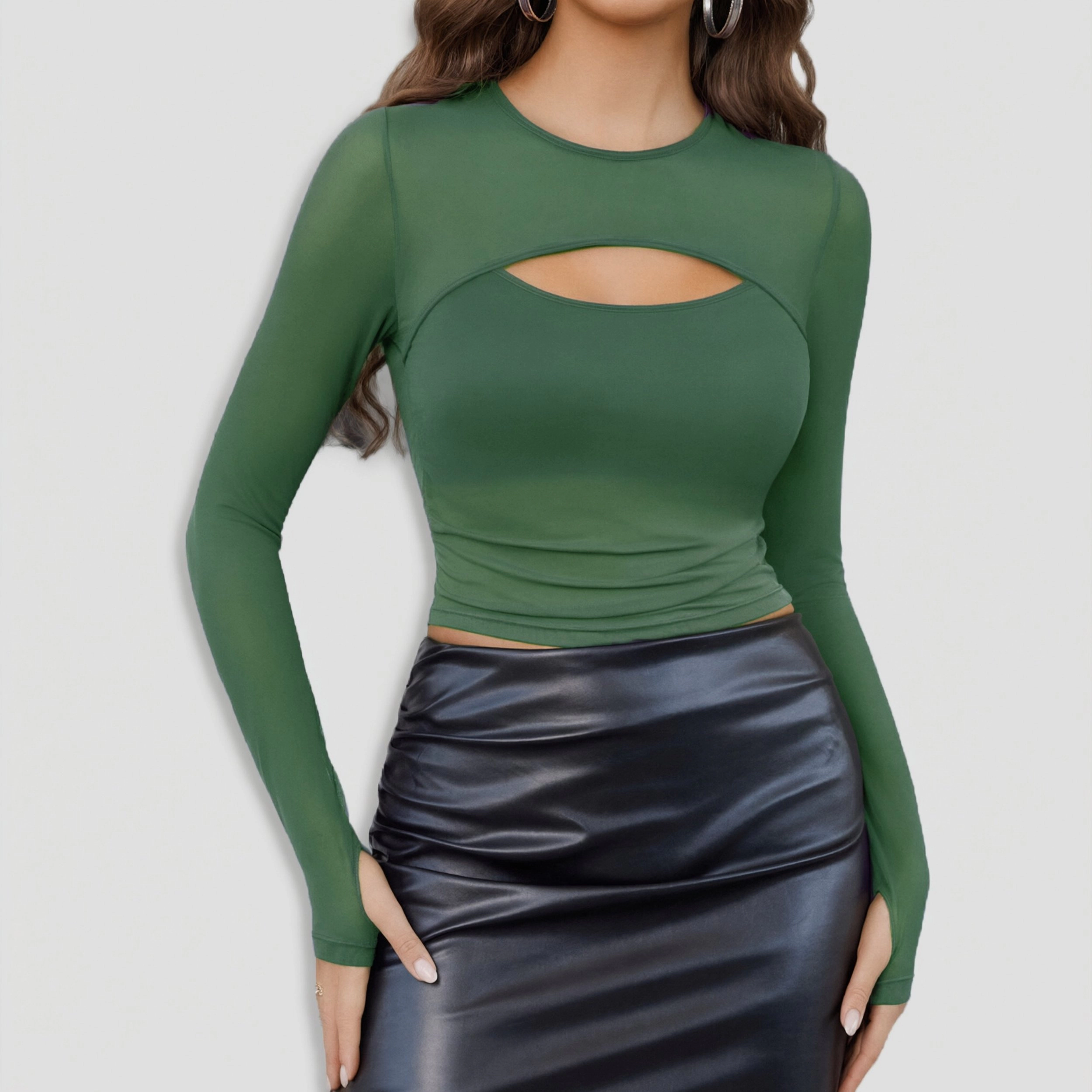 Avidlove Women's Sheer Long Sleeve Mesh Crop Top