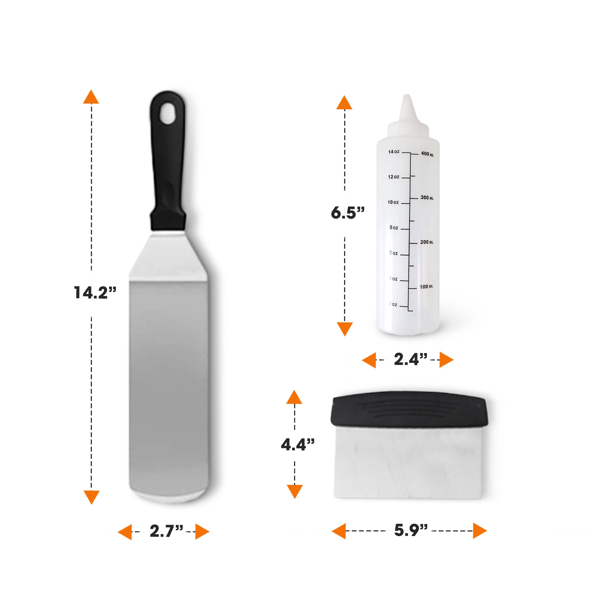 Cheer Collection 5-Piece Stainless Steel Griddle Tool Set