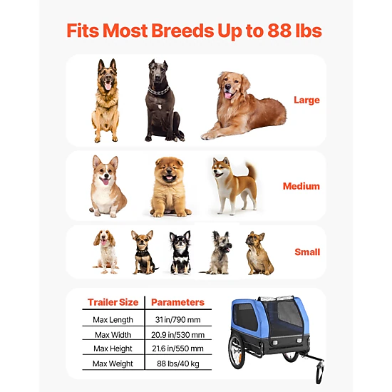 HONGGE Dog Bike Trailer Supports Pet Cart Bicycle Carrier for Small & Dogs Easy Folding Frame with Quick Release Wheel