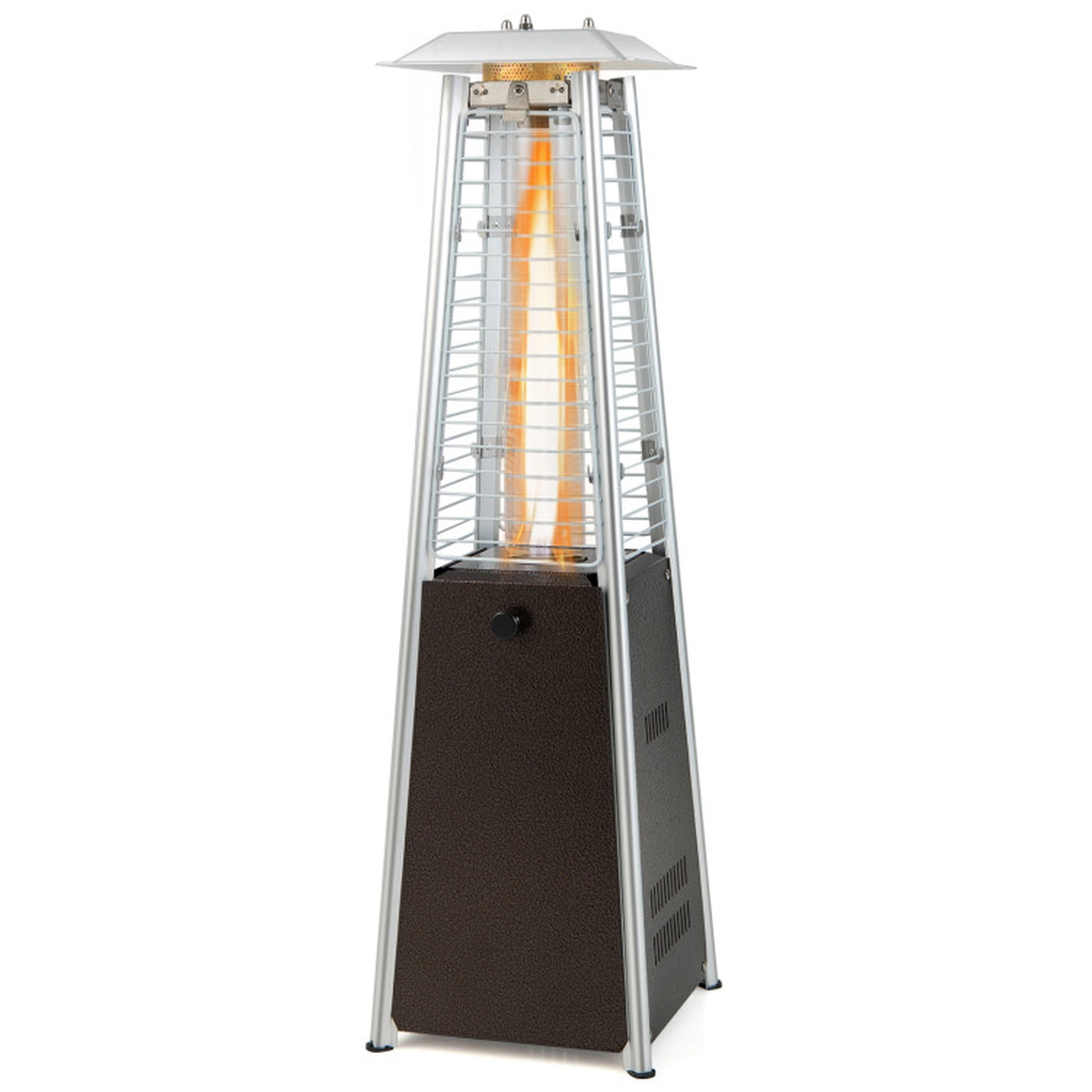 SUGIFT Bronze Portable Tabletop Propane Patio Heater with Glass Tube 9500-BTU 10-in W 10-in D 35-in H