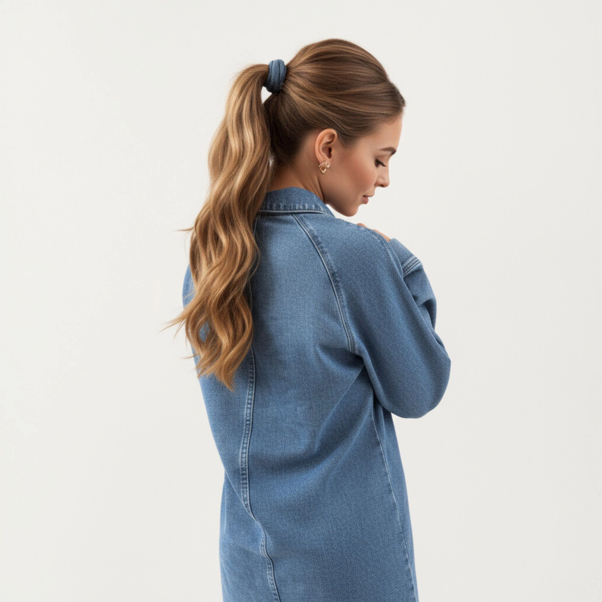 Anna-Kaci Women's Puff Sleeve Denim A-Line Babydoll Dress