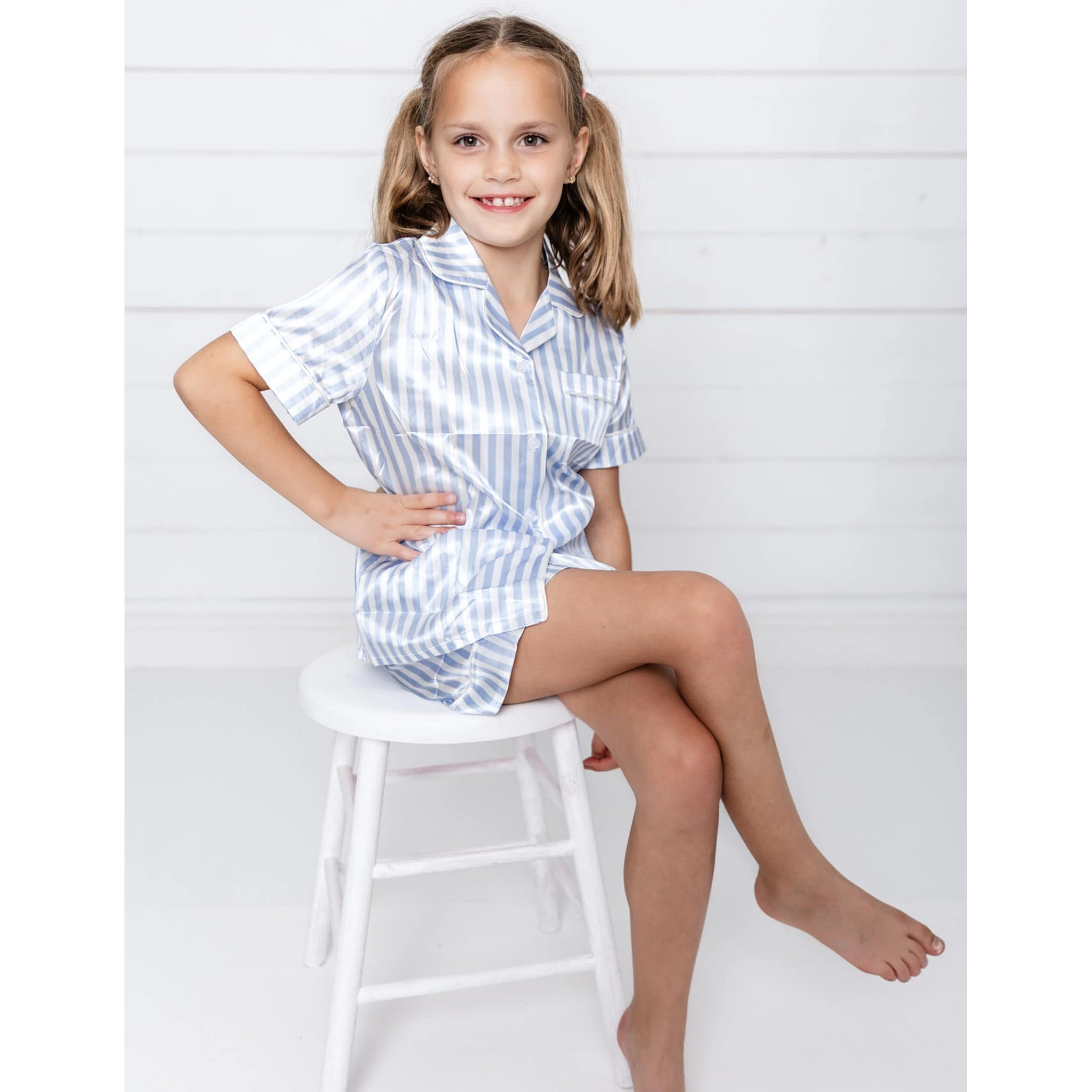Arshiner Girls Pajamas Satin Pajama Sleepwear Button Down Set Loungewear