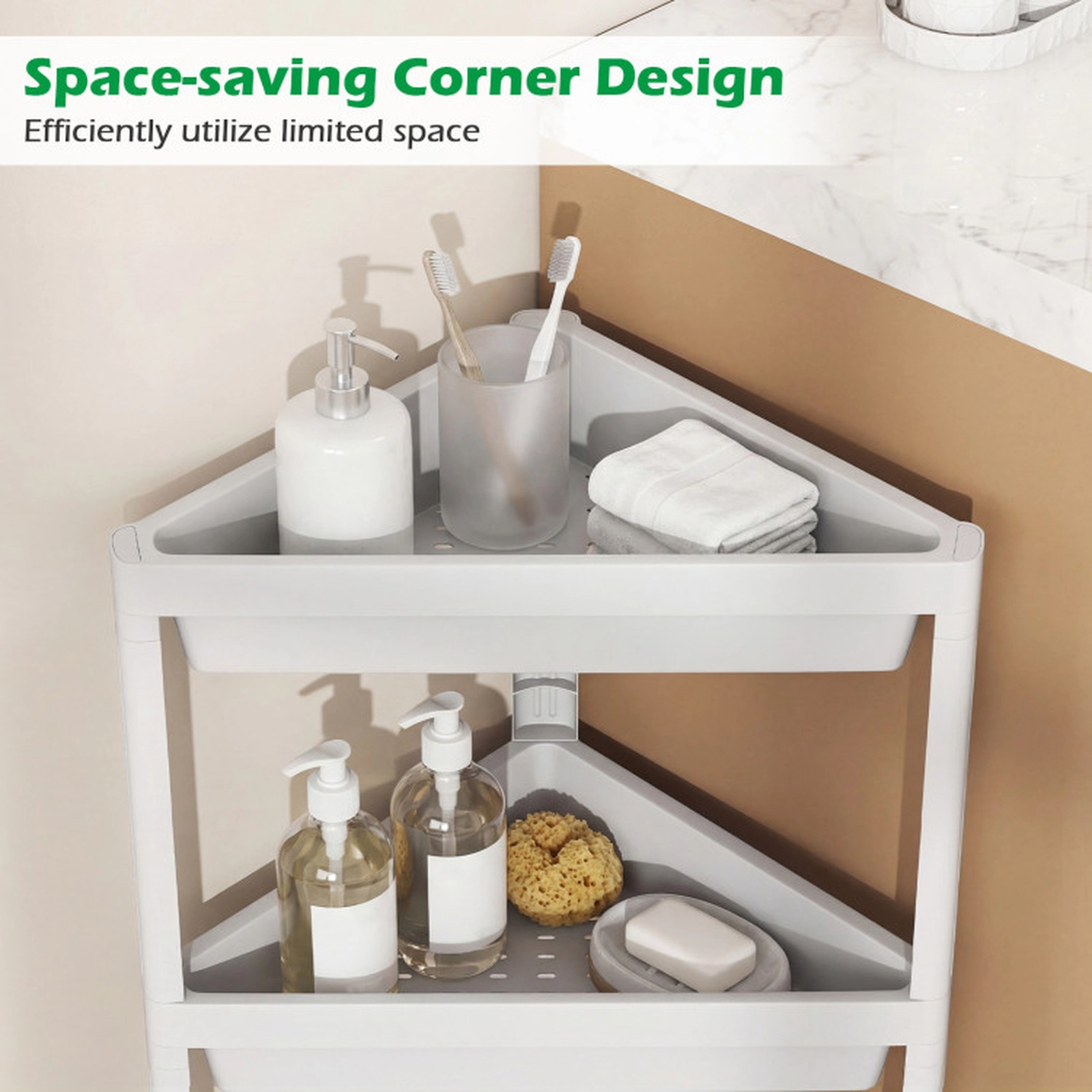 SUGIFT 2-Pack 3-Tier Detachable Corner Shower Caddy Storage Rack 10-in x 17.5-in x 26.5-in 18-lb per Shelf White