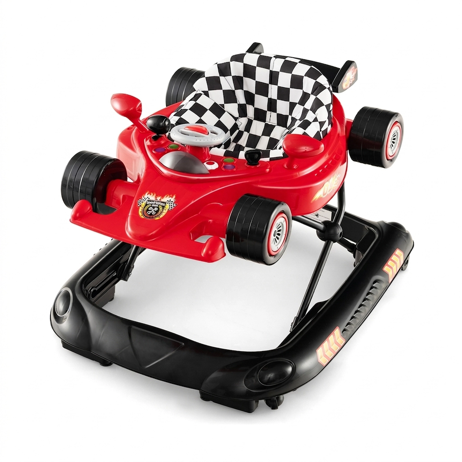 SUGIFT Red 3 Adjustable Height Settings and Music Plate Convertible Baby Walker