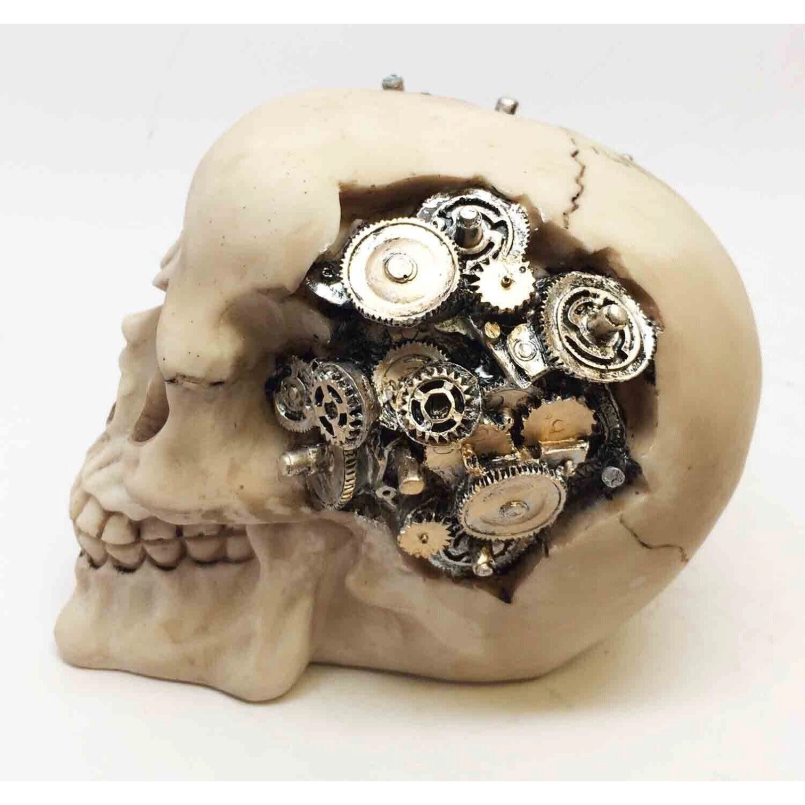 Pacific Giftware Steampunk Human Skull with Metal Gears Figurine Futuristic Steam Punk Decoration 4.75 inch