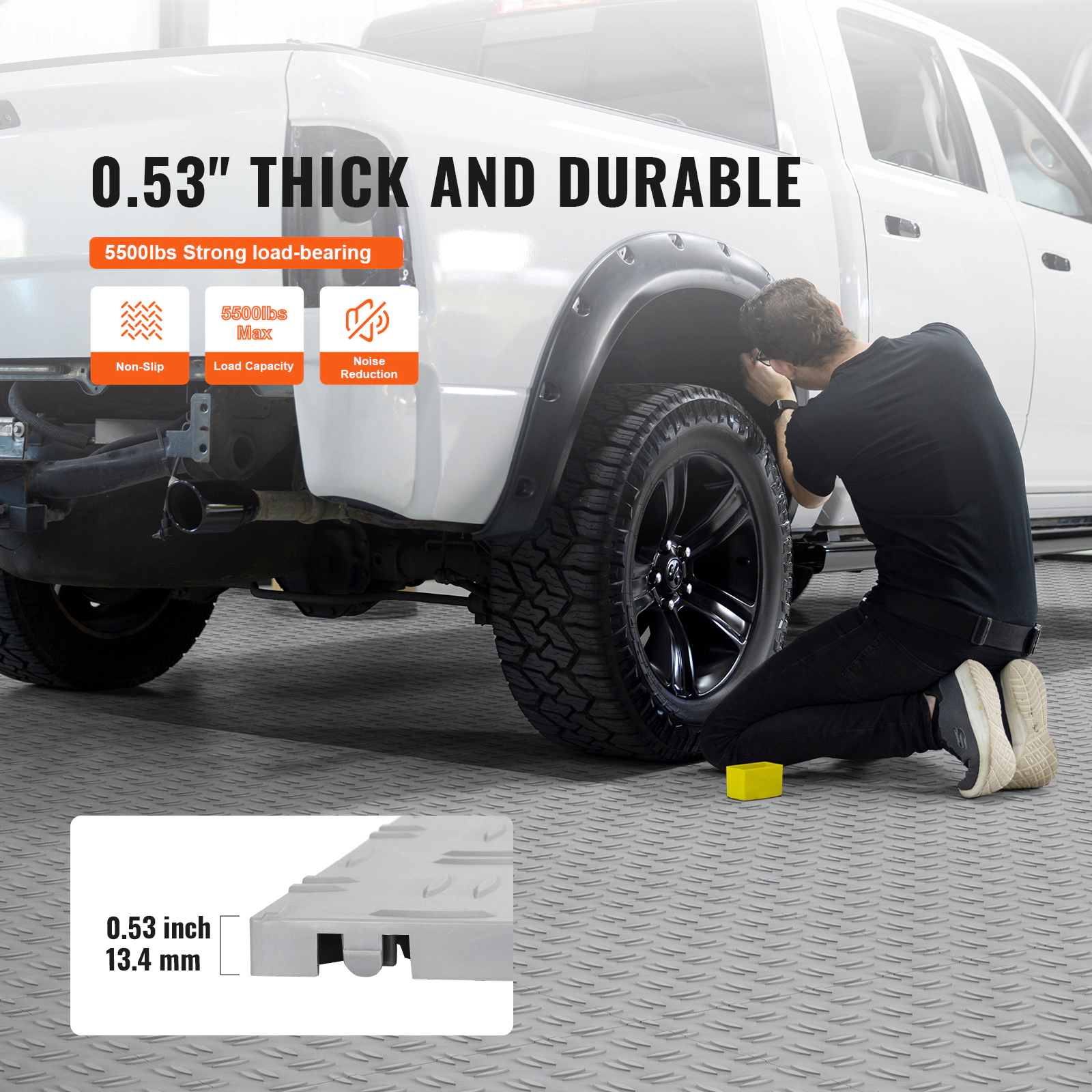 HONGGE Garage Tiles Interlocking 12 x 12 x 0.53 inch Garage Floor Covering Tiles Non-Slip Double-Sided Texture Garage