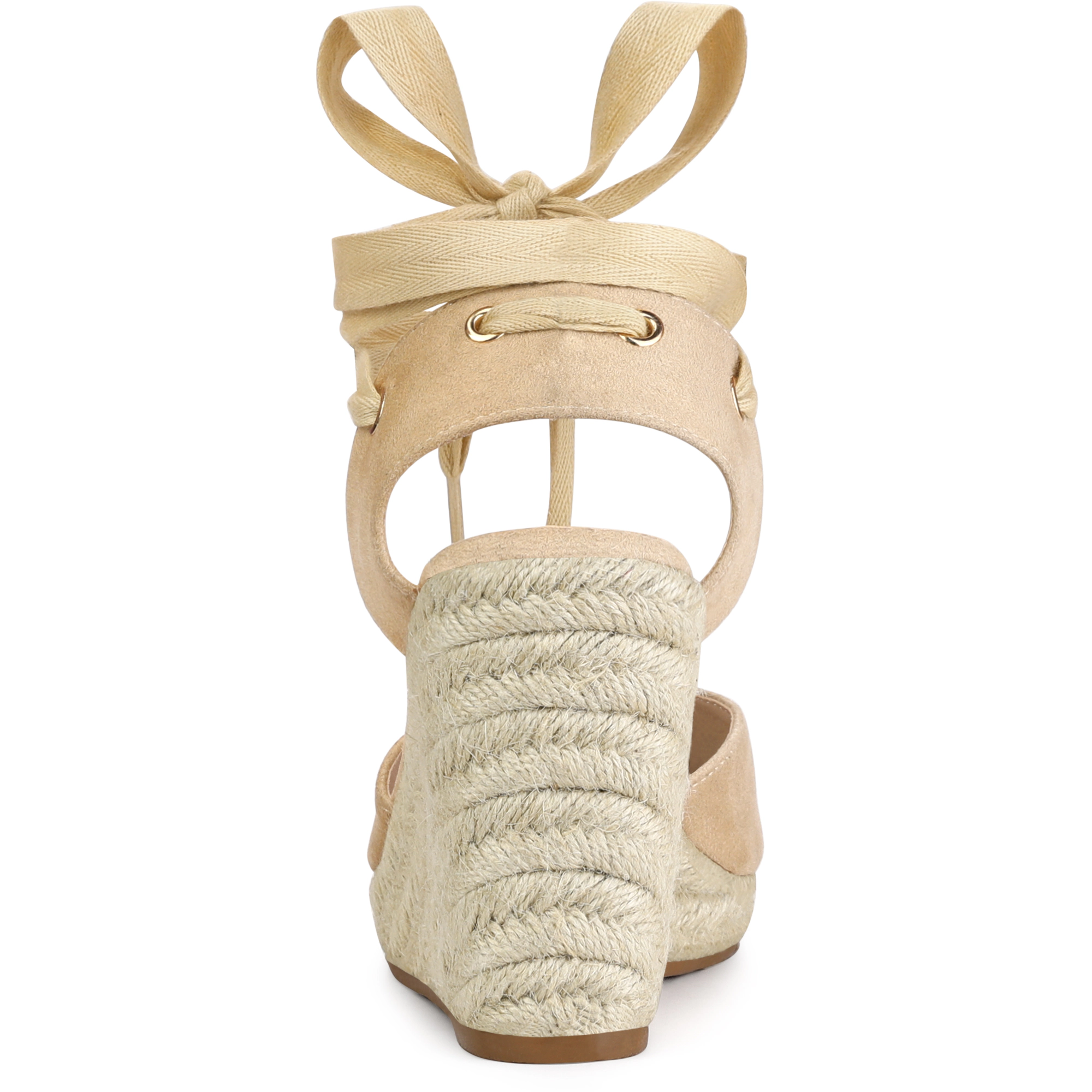 BLISSFUL STEP Women's Closed Toe Espadrilles Wedges Tie Up Wedge Sandals