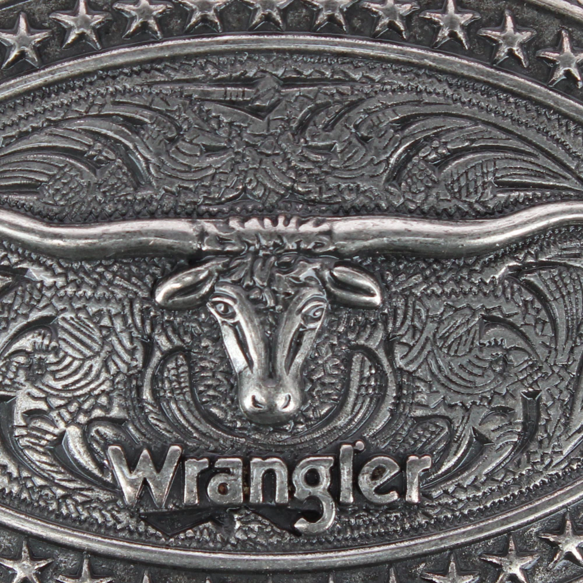 Wrangler Men's Longhorn Plaque Belt Buckle Antique Nickel Finish