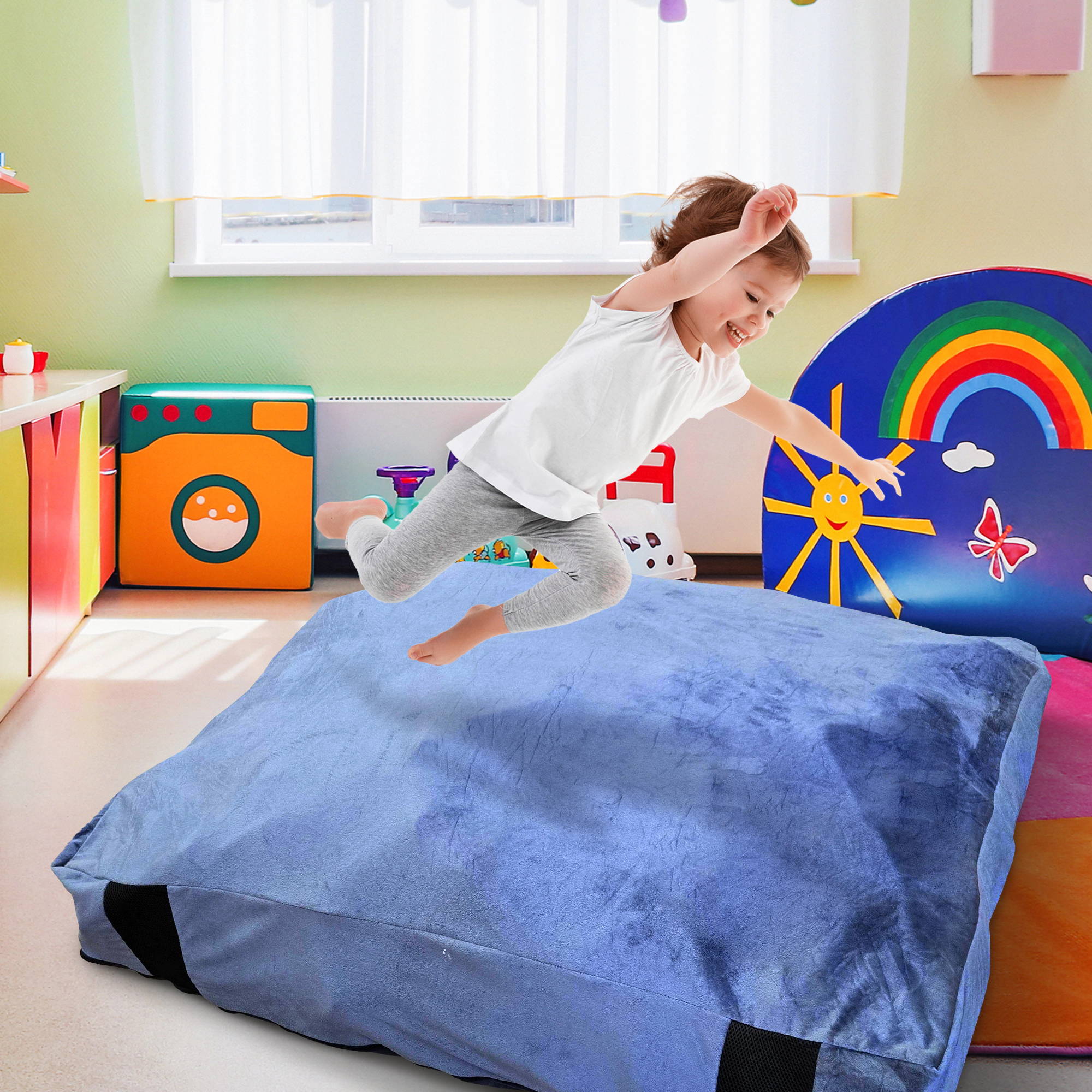 Cheer Collection Sensory Crash Pad with Foam Blocks and Washable Cover for Kids Adults