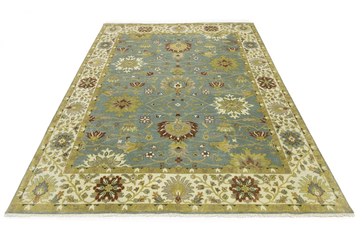 Magic Rugs Blue-gray Floral Osh Chobi 9X12 Peshawar Oriental Rug