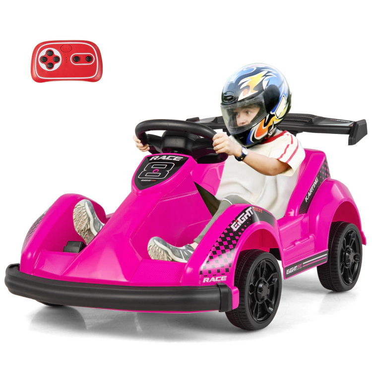 SUGIFT Kids Pink 6V Ride On Go-Kart with Parental Remote Safety Belt and USB Port 33.5-in W 15.7-in H
