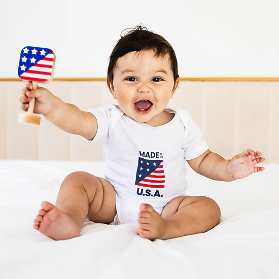 Grasp & Giggle Flag Wooden Rattle, Made in USA