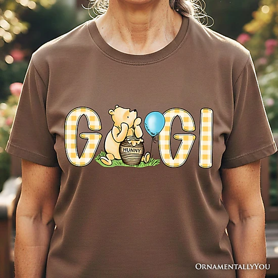 OrnamentallyYou Womens Gingham Gigi Winnie-The-Pooh 1926 T-Shirt