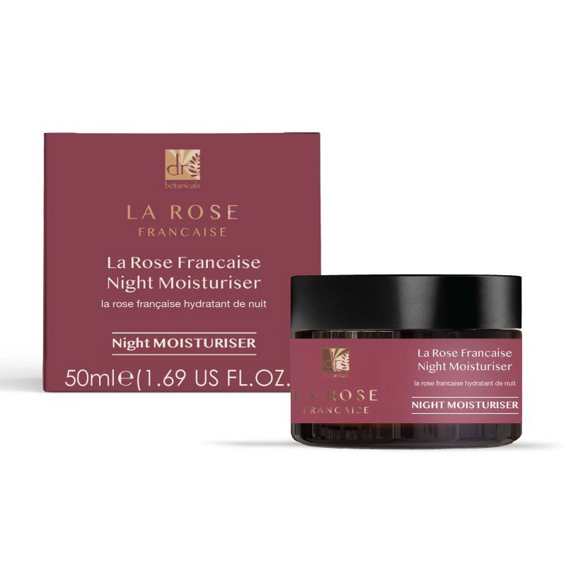 Dr Botanicals La Rose Française Night Moisturiser 50ml - Anti-Aging Bakuchiol Cream for Fine Lines & Dryness