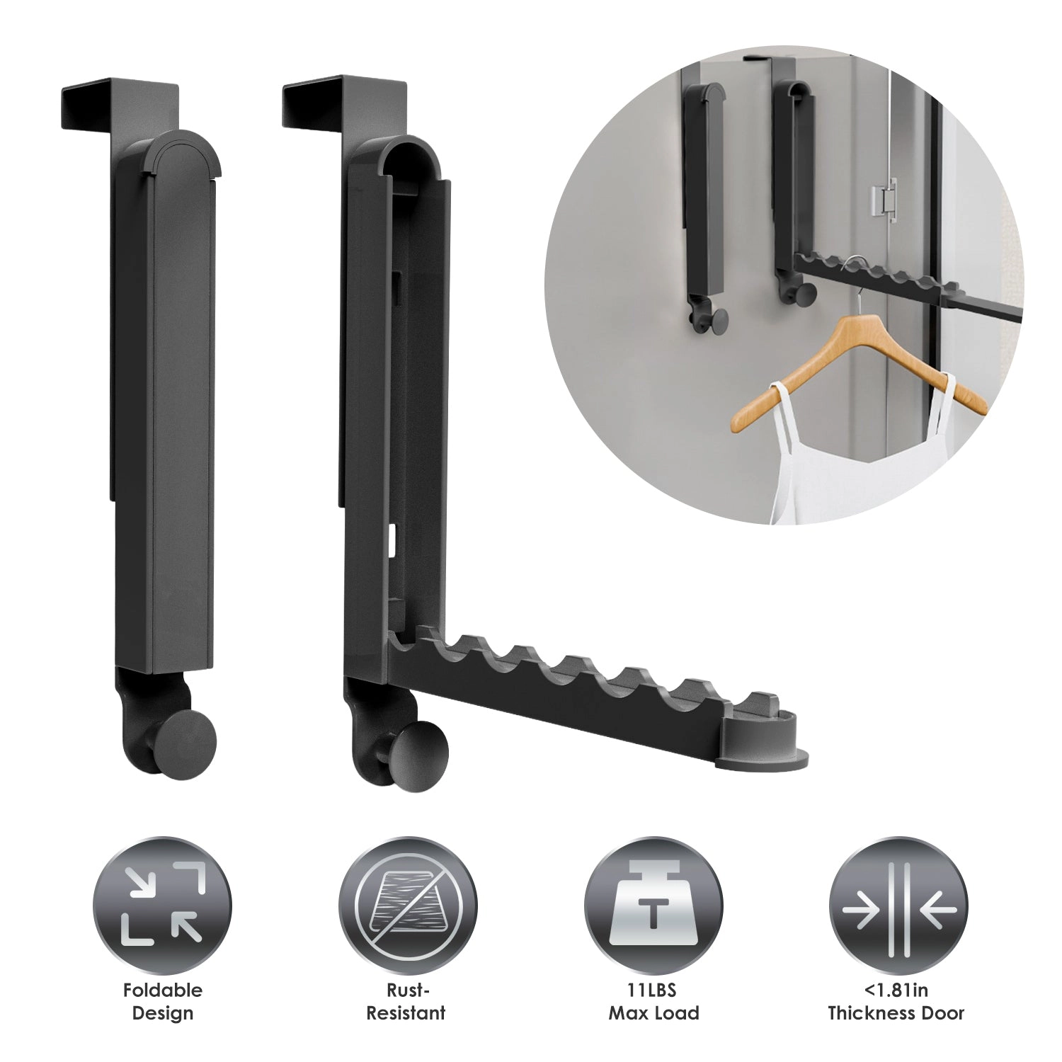 GBruno 2-Pc Foldable Over Door Hanger Hooks