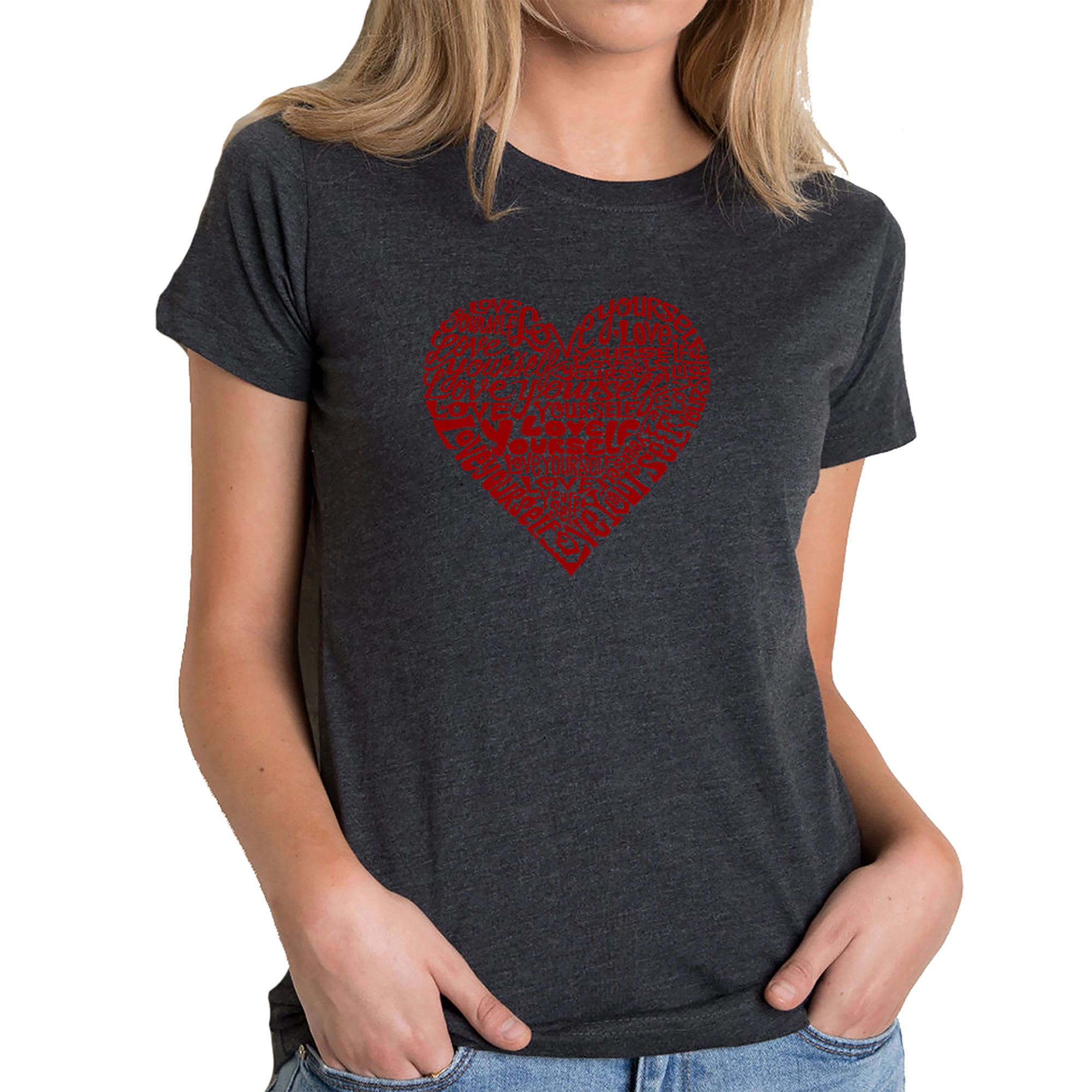 LA Pop Art Women's Cotton/Poly Blend Word TShirt - Love Yourself