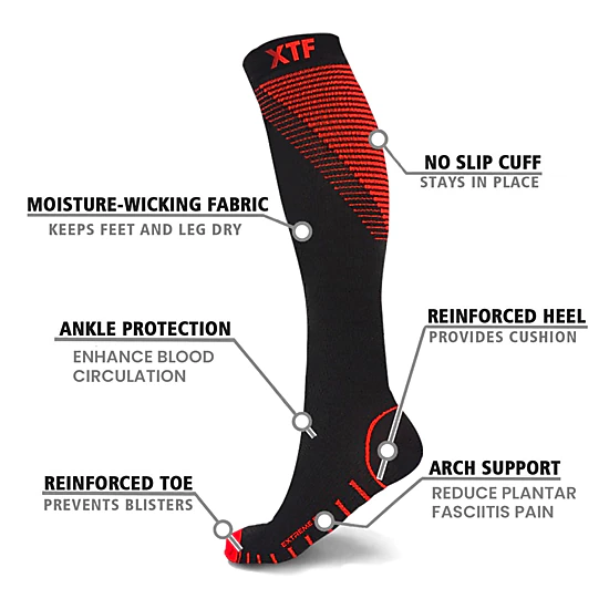 Extreme Fit Athletic Compression Socks For Men & Women Knee High - For Athletics, Pregnancy And Travel - 6 Pair