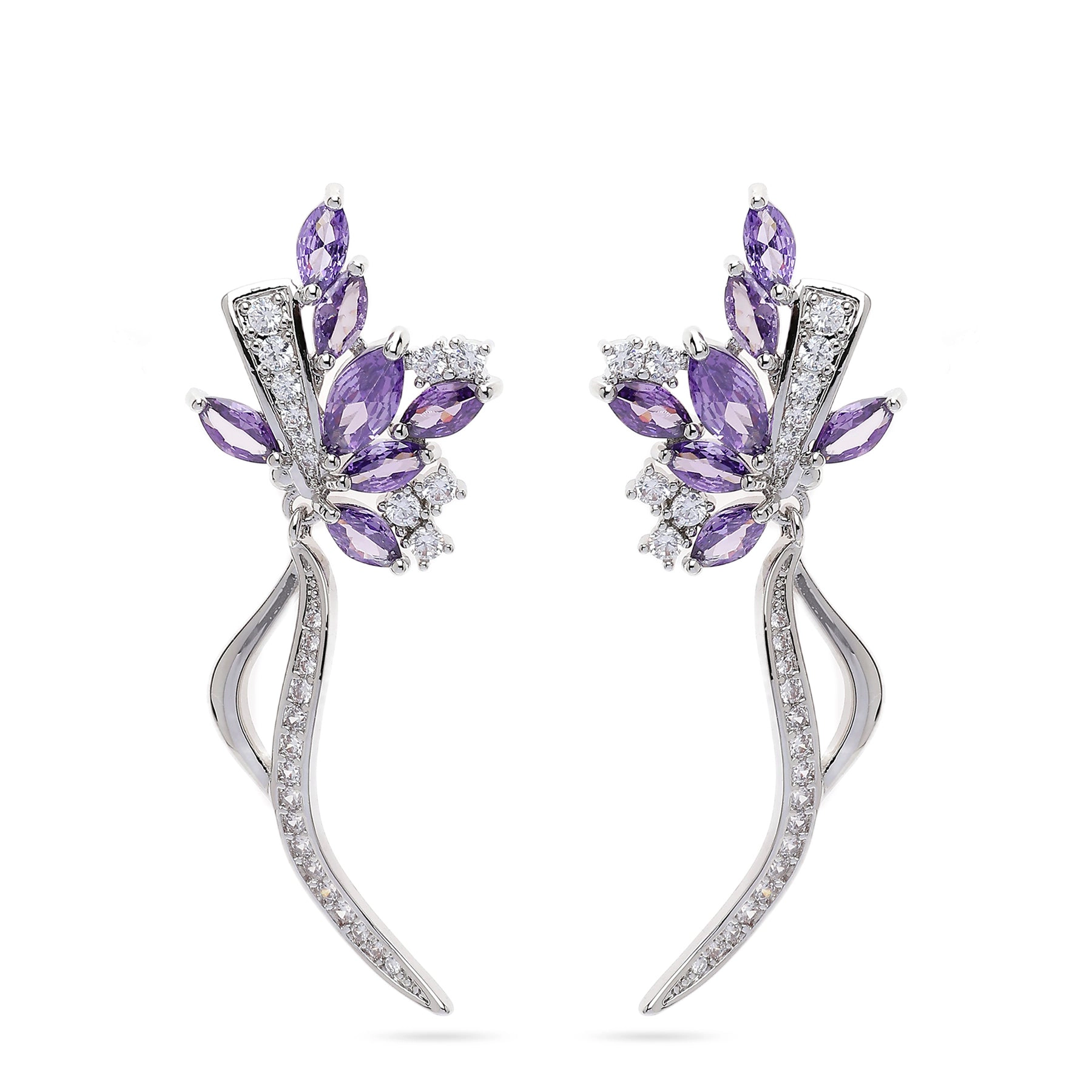 AGP PARIS Womens Floral Stem Drop Earrings