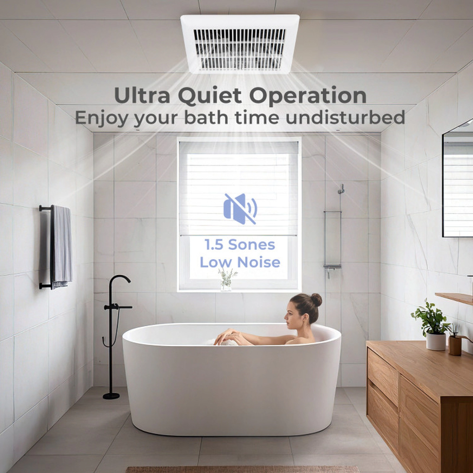 SUGIFT 80-CFM 1.5-Sone 90-sq ft 120V Ceiling Mount Bathroom Exhaust Fan with Galvanized Housing and 4-in Duct