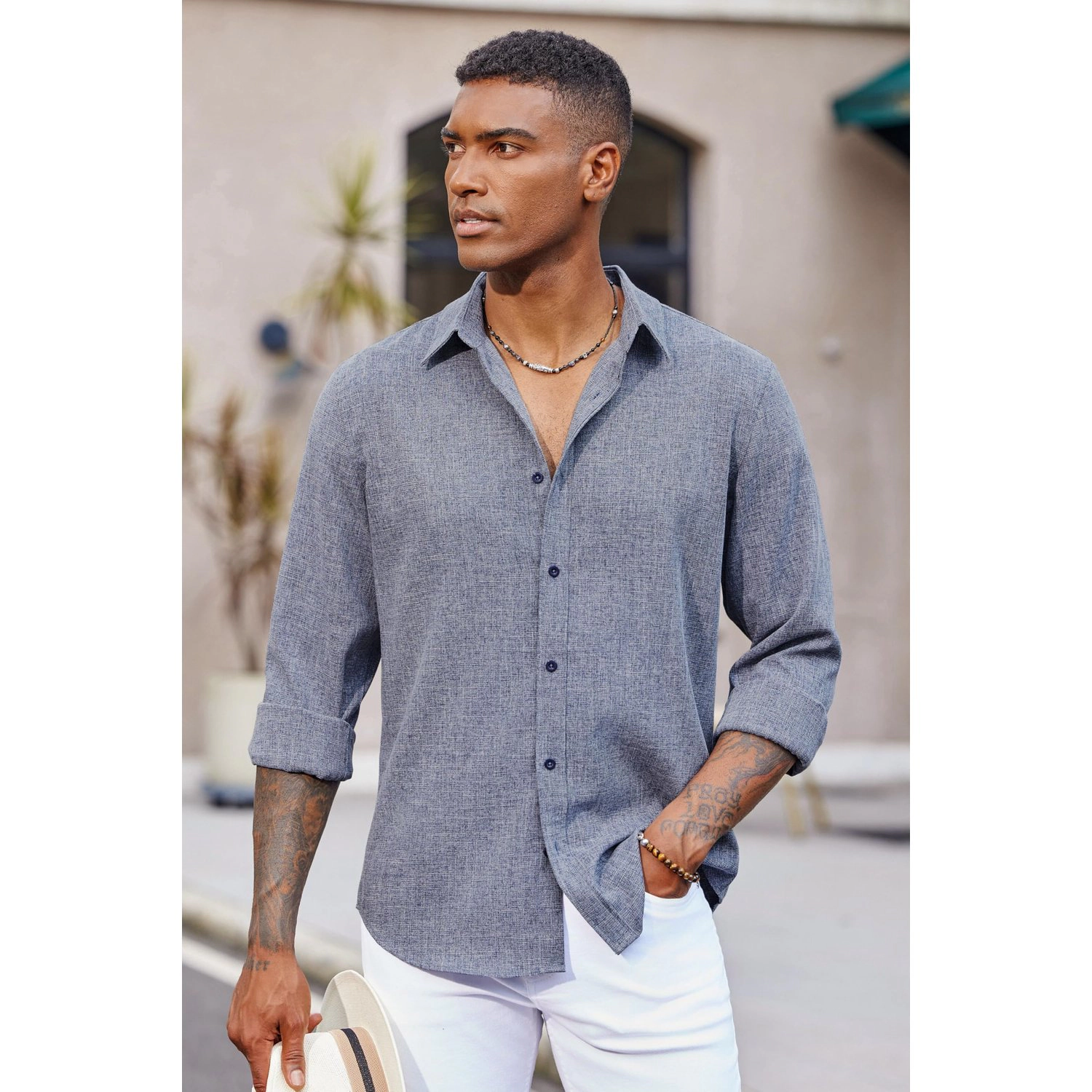 COOFANDY Mens Textured Short Sleeve Knit Shirt Crew Neck Ribbed Casual  Tee
