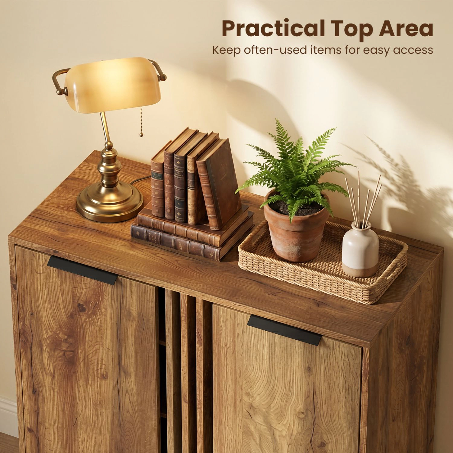 SlickBlue Modern 4-Tier Shoe Storage Cabinet with Enclosed Shelves