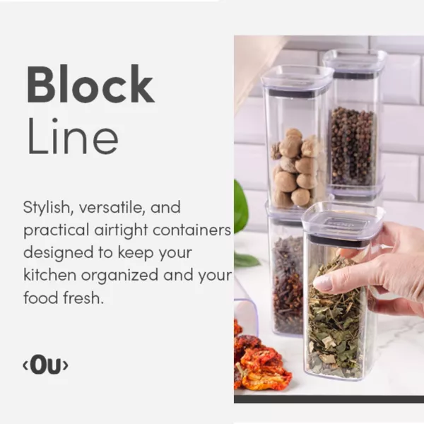 OU Airtight Food Storage Container 1.1qt, BPA Free Clear Plastic Container w/ Leak Proof Lid Stackable Pantry Organizer