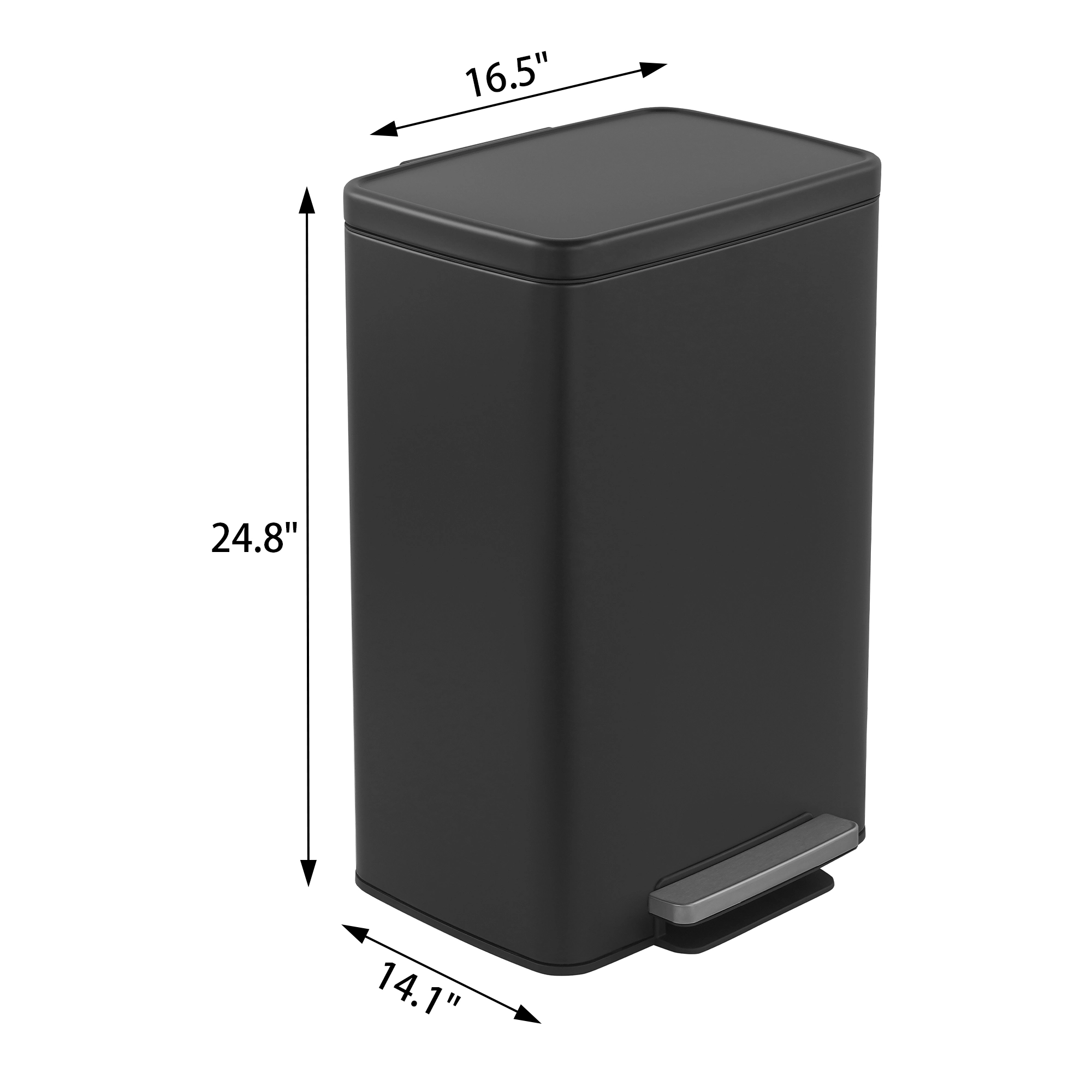 Innovaze Gal./ Liter Rectangular Stainless-Steel-Made Matt Step-on Trash Can for Kitchen