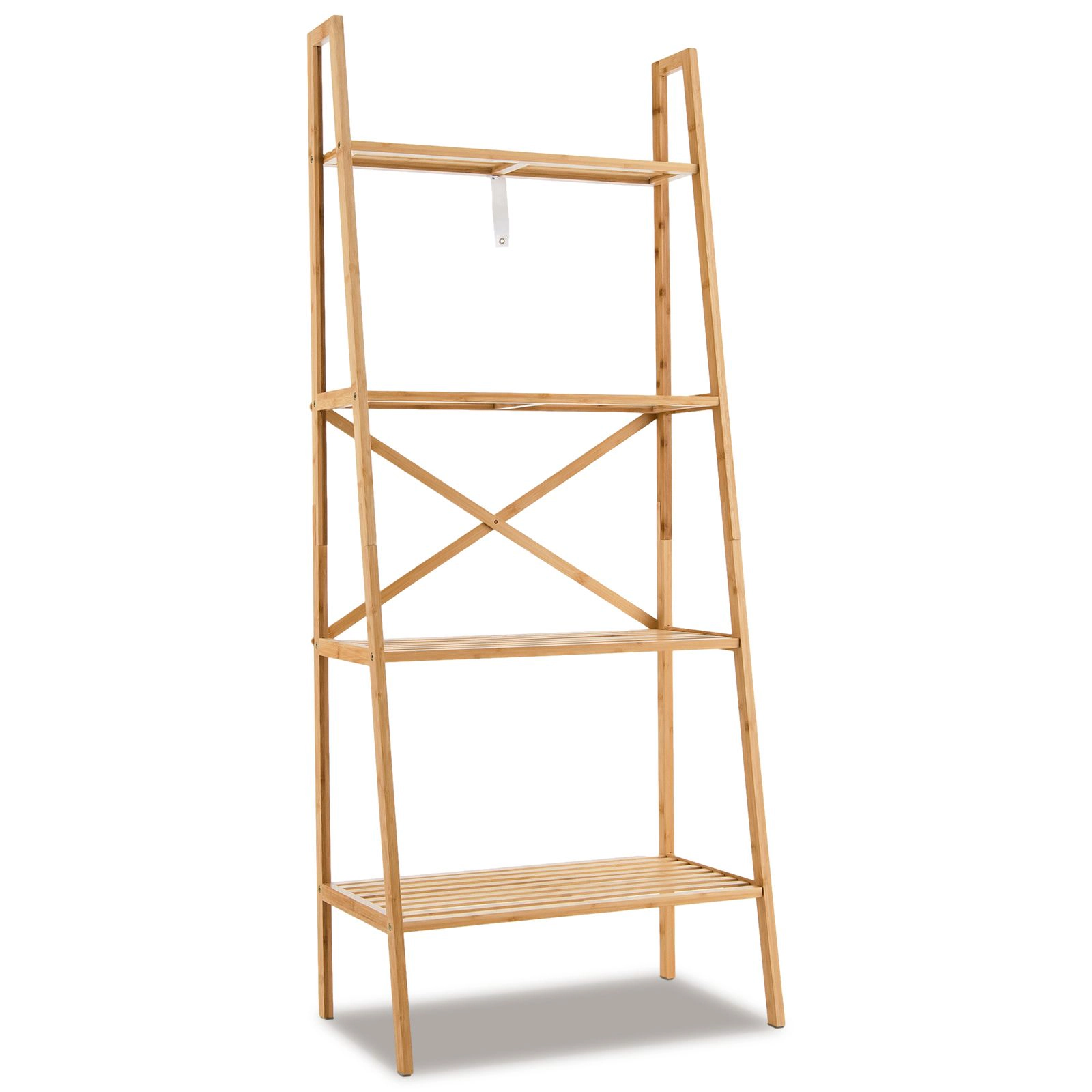 SlickBlue 4-Tier Ladder Shelf, Wicker Plant Stand and Bookcase
