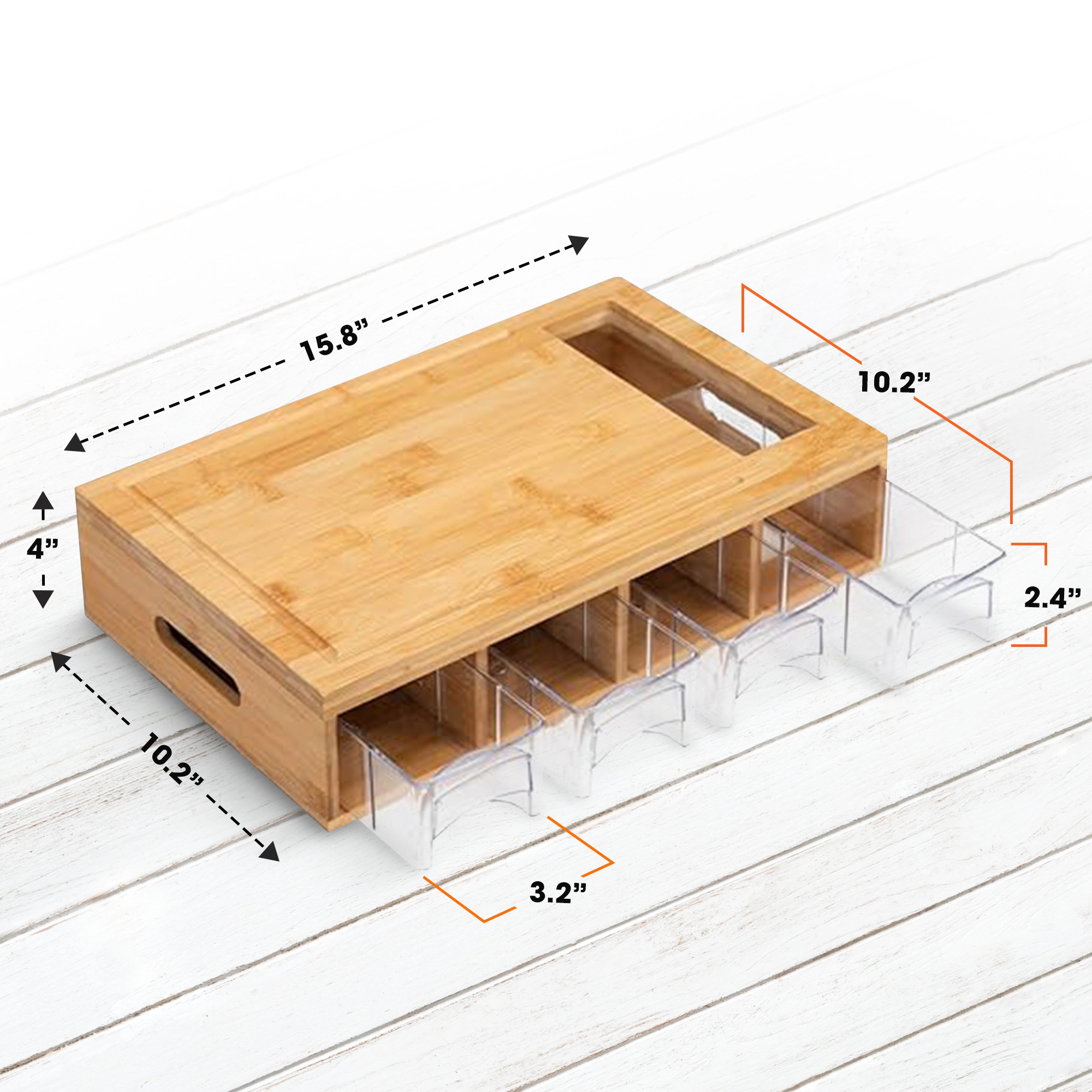 Cheer Collection Bamboo Cutting Board with 4 Removable Prep Trays, Juice Groove and Handles