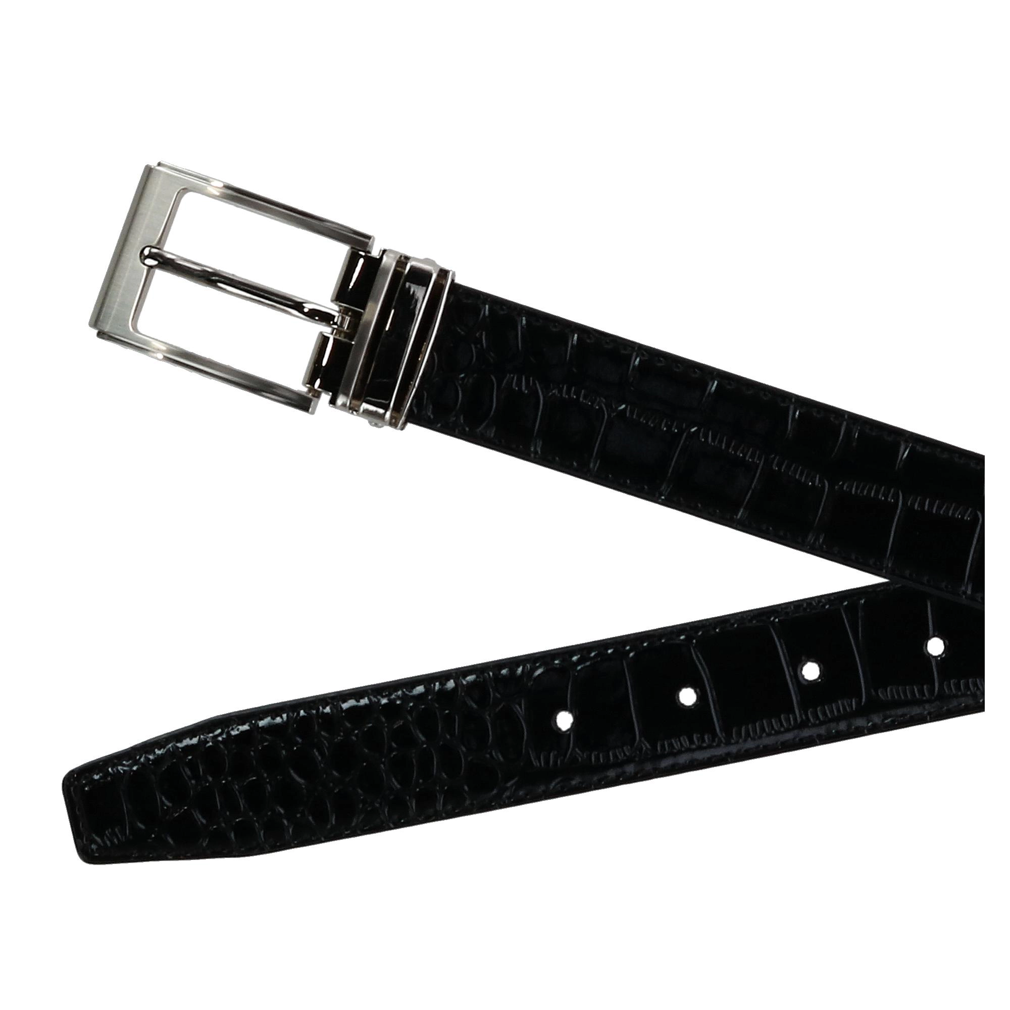 CTM Big & Tall Leather Croc Print Dress Belt with Clamp On Buckle