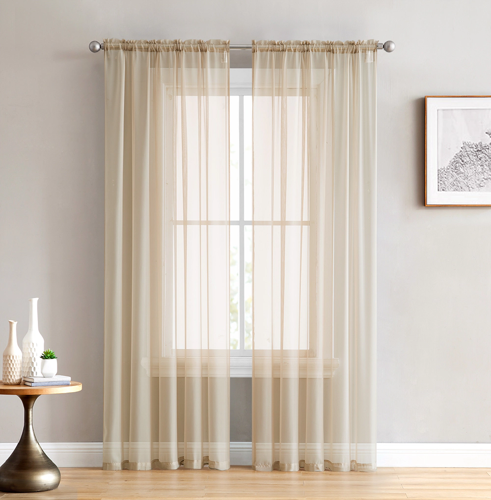HLC.ME Window Curtain Sheer Voile Panels for Curtains Windows, Kitchen, Living Room and Bedroom - Set of 2