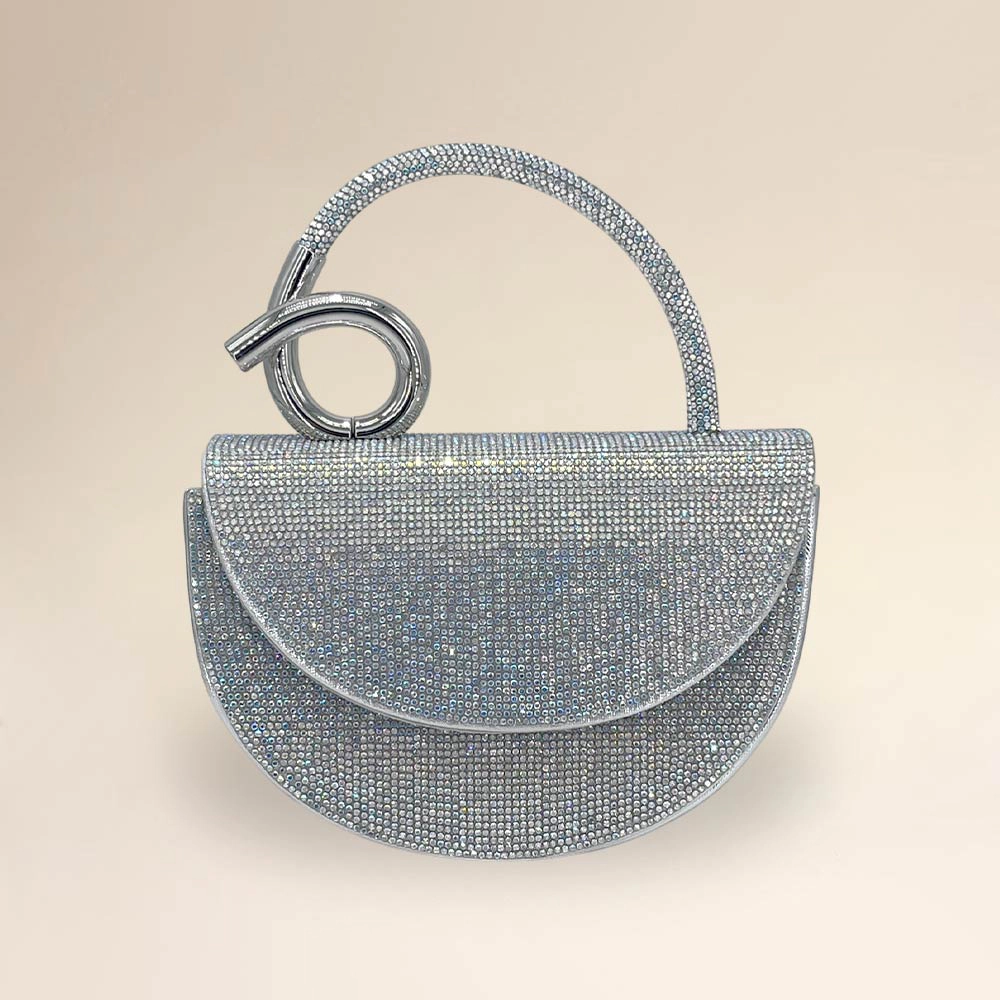 Fashnzfab Bling Studded Top Handle Evening Crossbody Bag