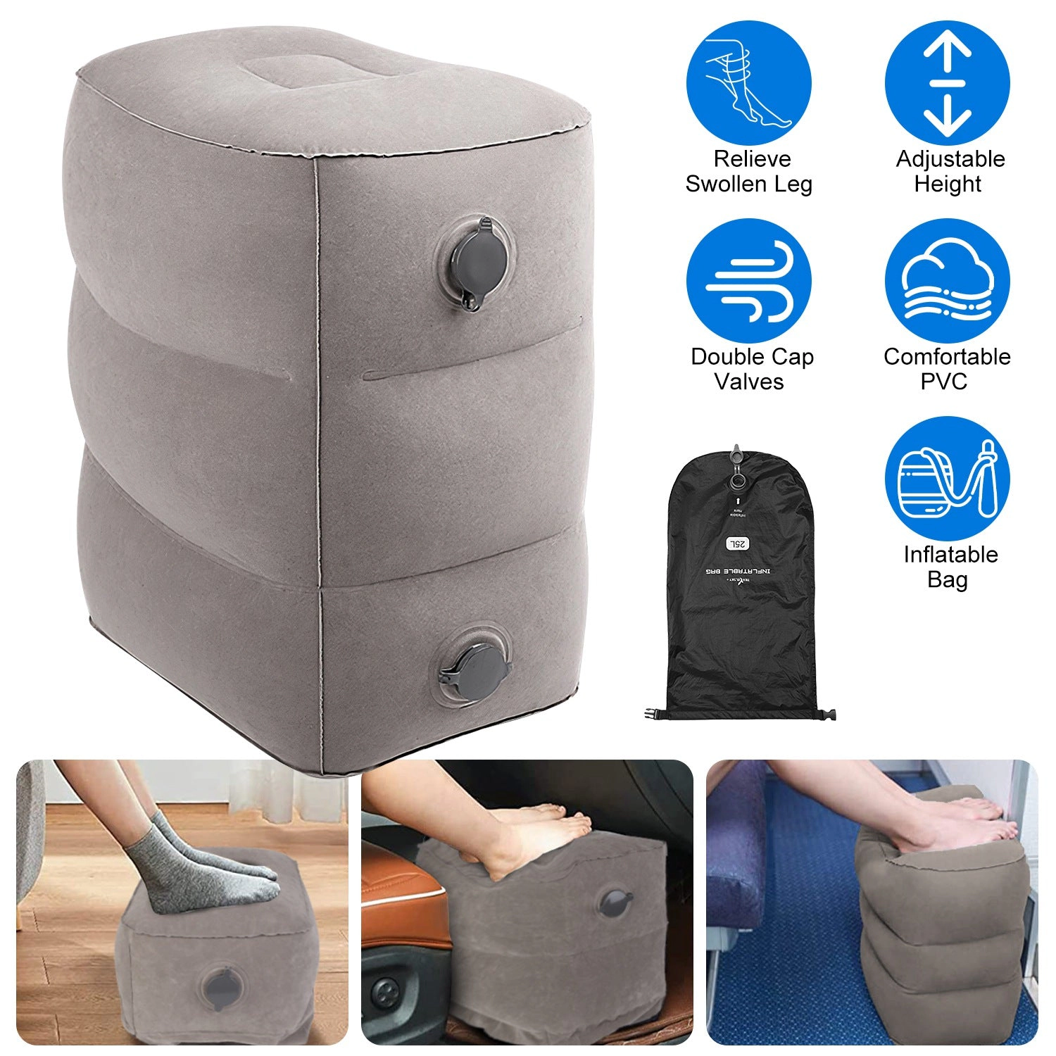 IMounTEK Unisex Inflatable 3-Height Foot Rest Pillow