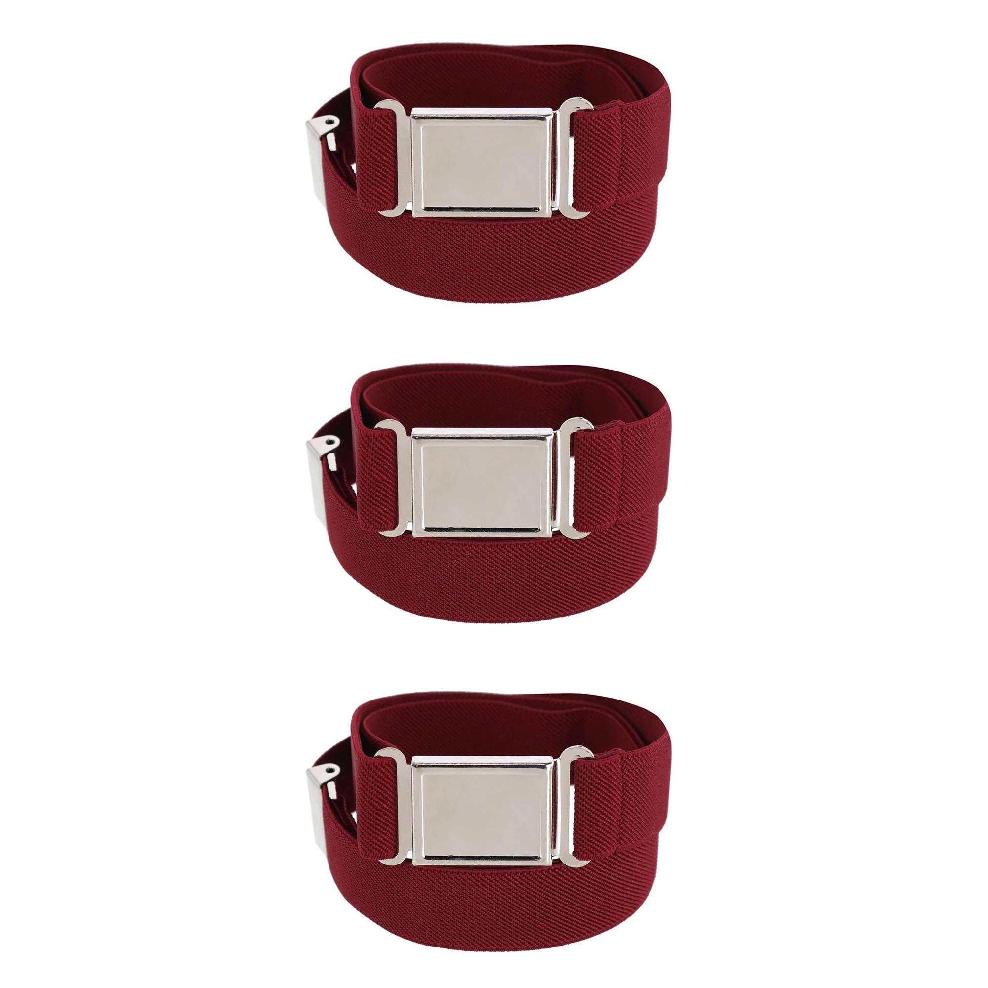 CTM Kids' Adjustable Elastic Belt with Magnetic Buckle (Pack of 3)