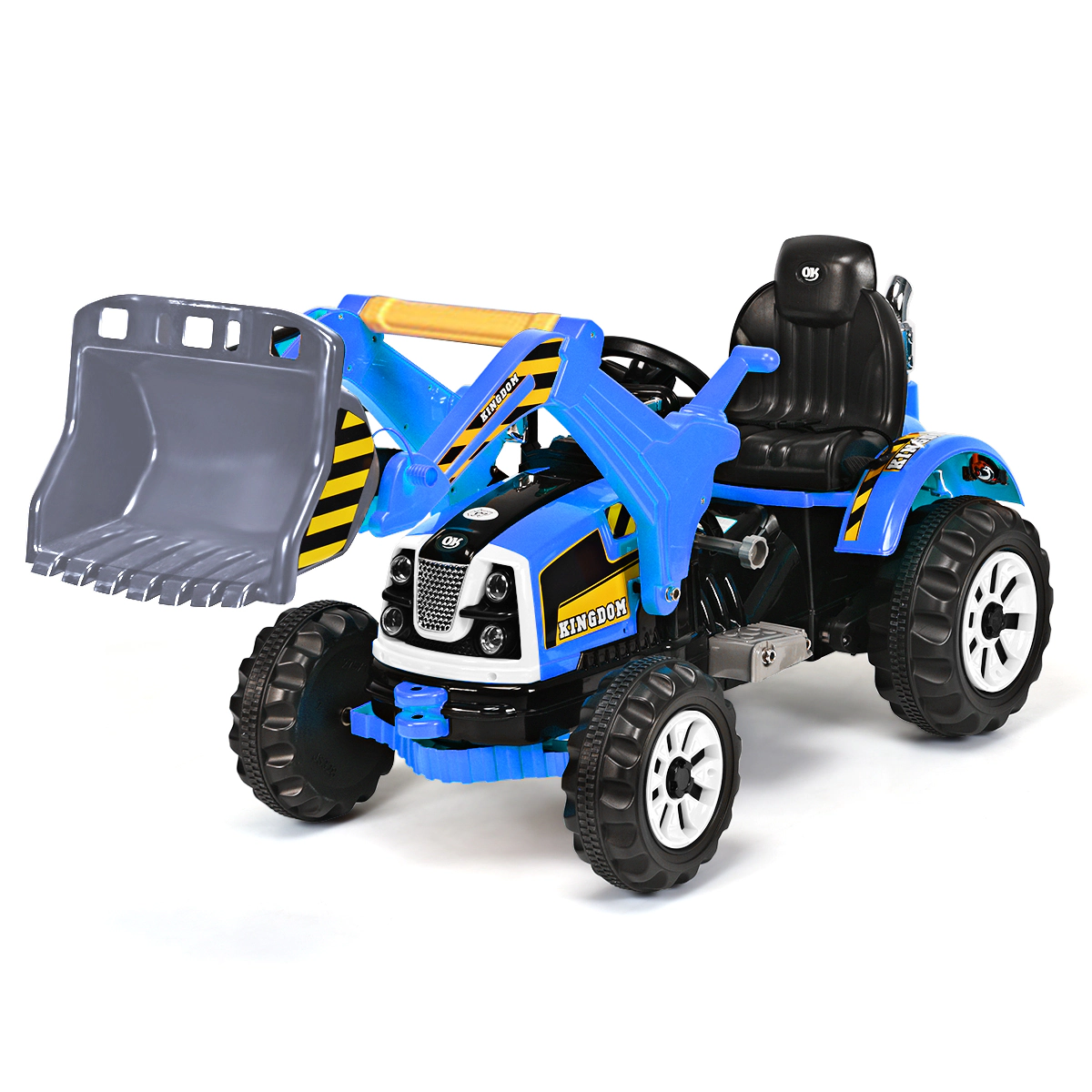 Costway 12V Battery Powered Kids Ride On Excavator Truck w/ Front Loader Digger Yellow