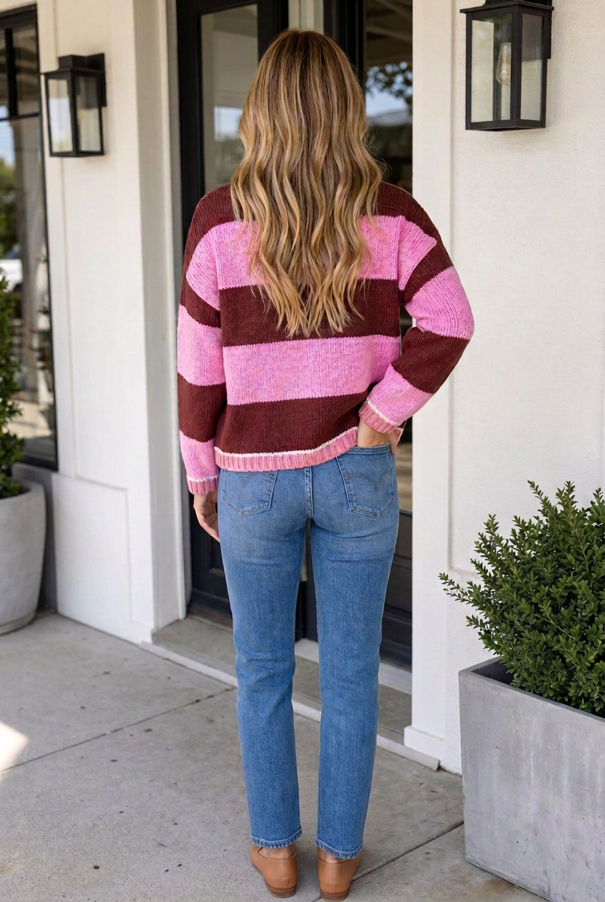 Threaded Pear Hana Fit Knit Sweater Long Sleeve Top