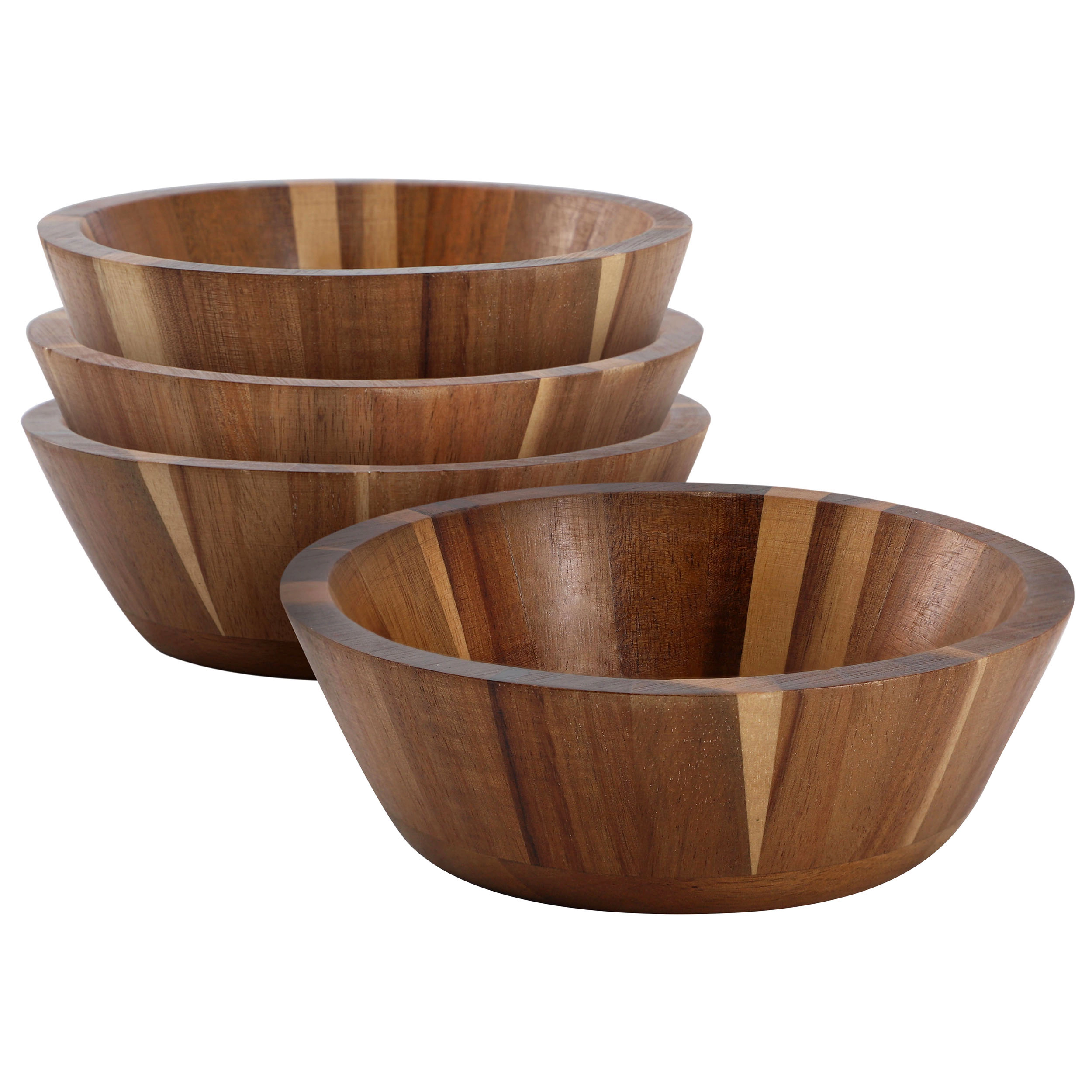 MegaChef 4 Piece 6.75 Inch Acacia Wood Salad Bowl Set