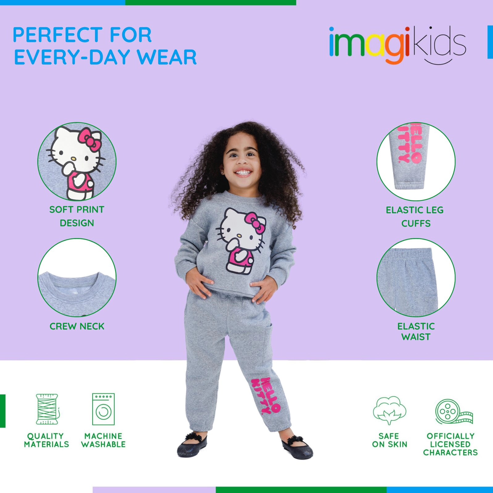 Hello Kitty Girls' 2-Piece Sweatshirt and Joggers Set