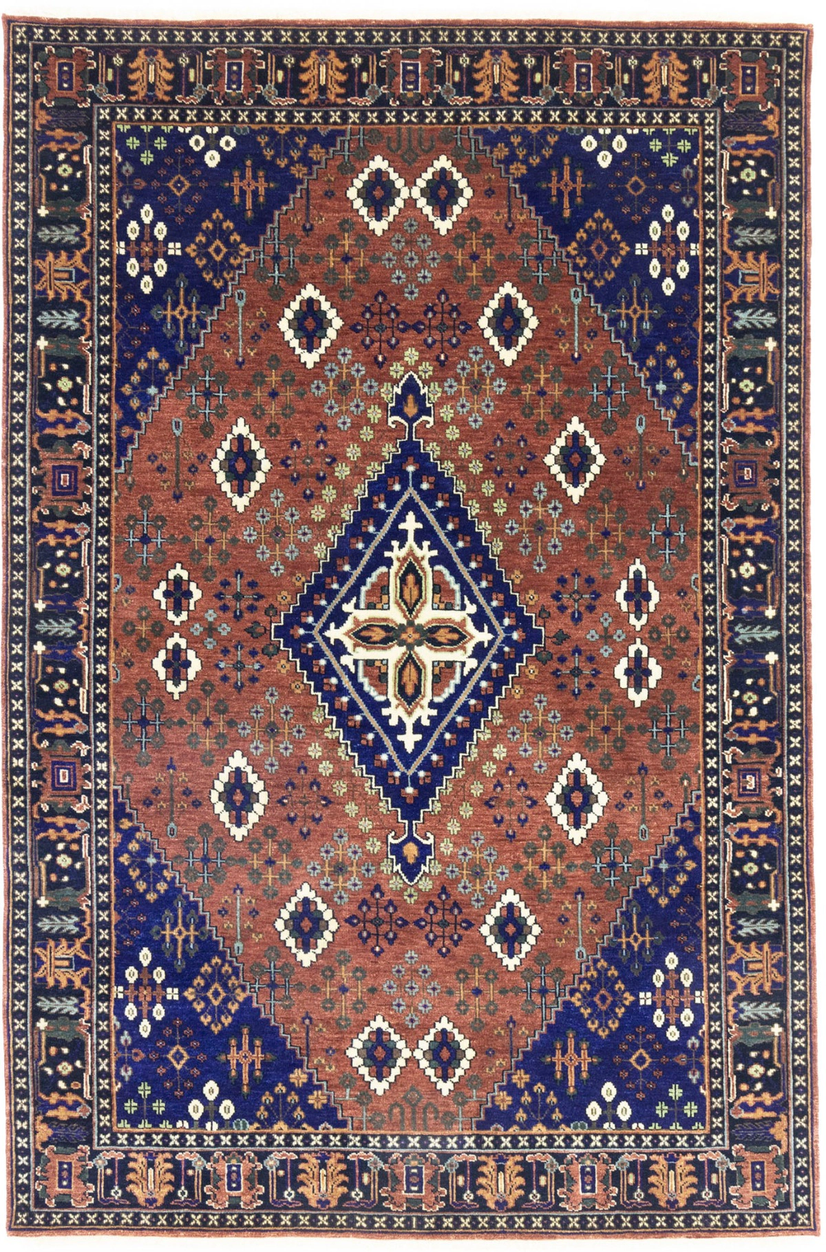 Magic Rugs Rust & Navy Tribal 6X9 Indo-Joshaghan Oriental Rug
