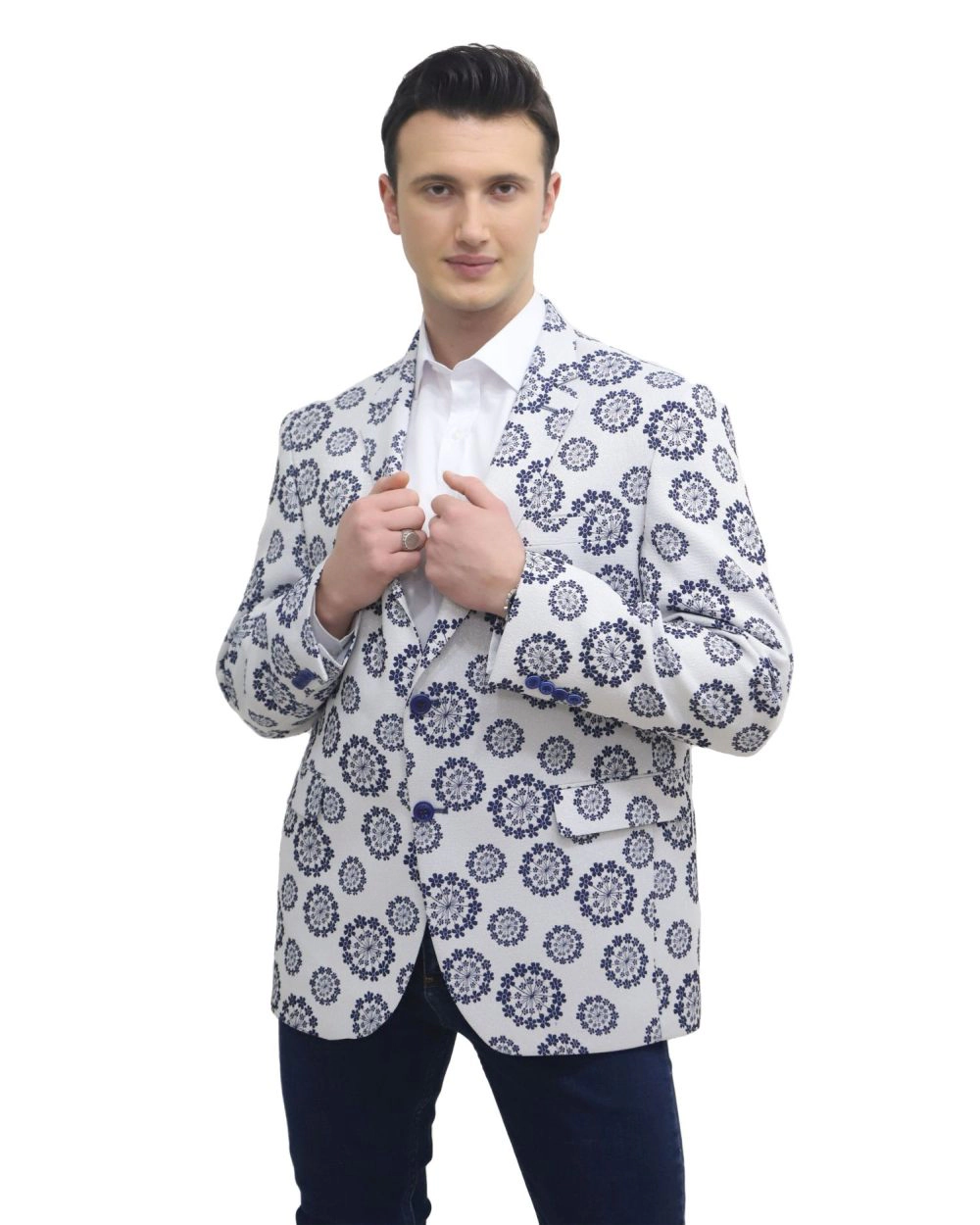 Elie Balleh Men's Slim Fit Nutical Sports Coat Jacket